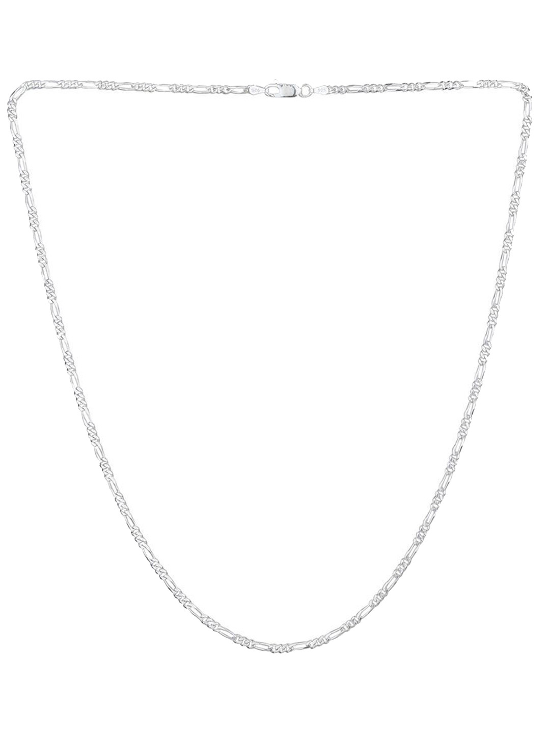 Metronaut 92.5 Sterling Silver E Alphabet Pendant with Figaro Chain