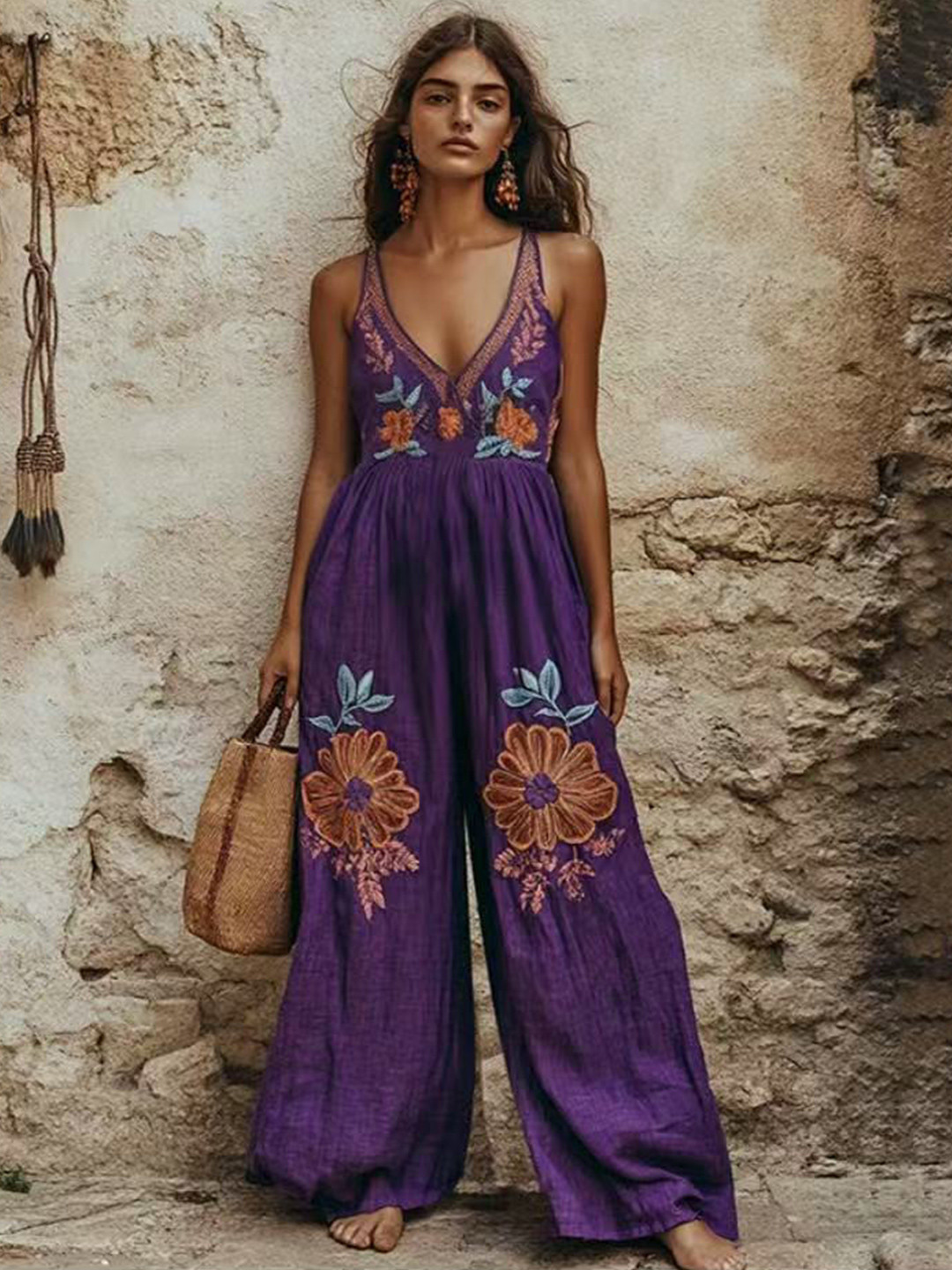 Routes by All About You Linen Printed Basic Jumpsuit