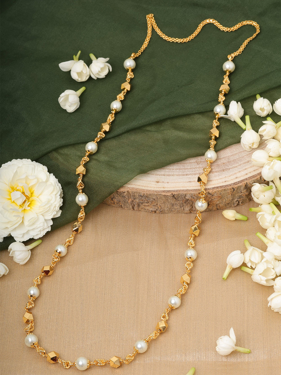 ELEGANTDREAM Gold-Plated Pearls Chain