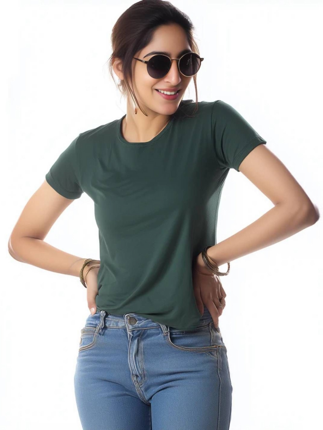 Storeily Women Extended Sleeves Bamboo Pockets T-shirt