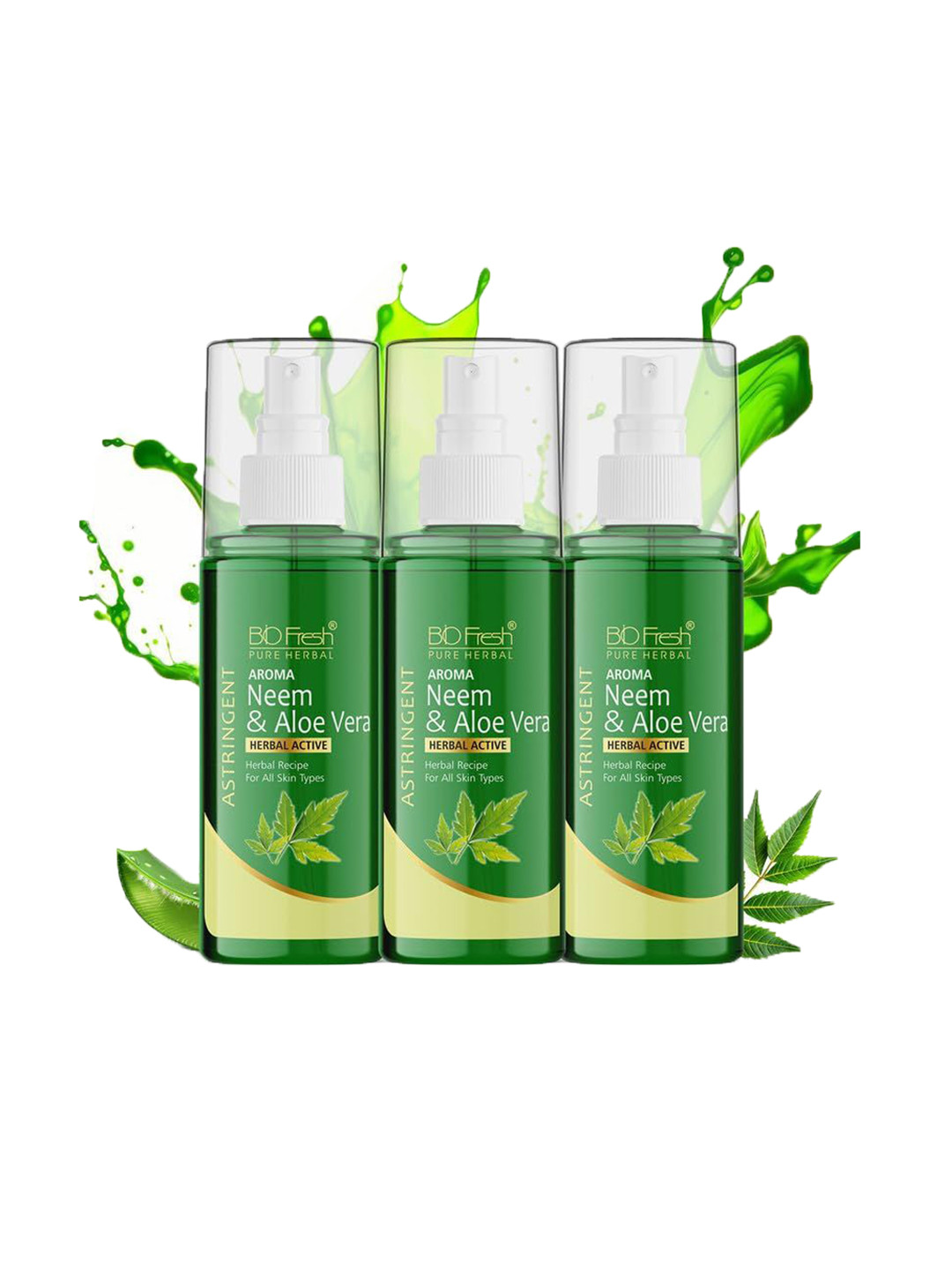 BIOFRESH Set Of 3 Neem & Aloe Vera Astringent Face Mist - 100 ml Each