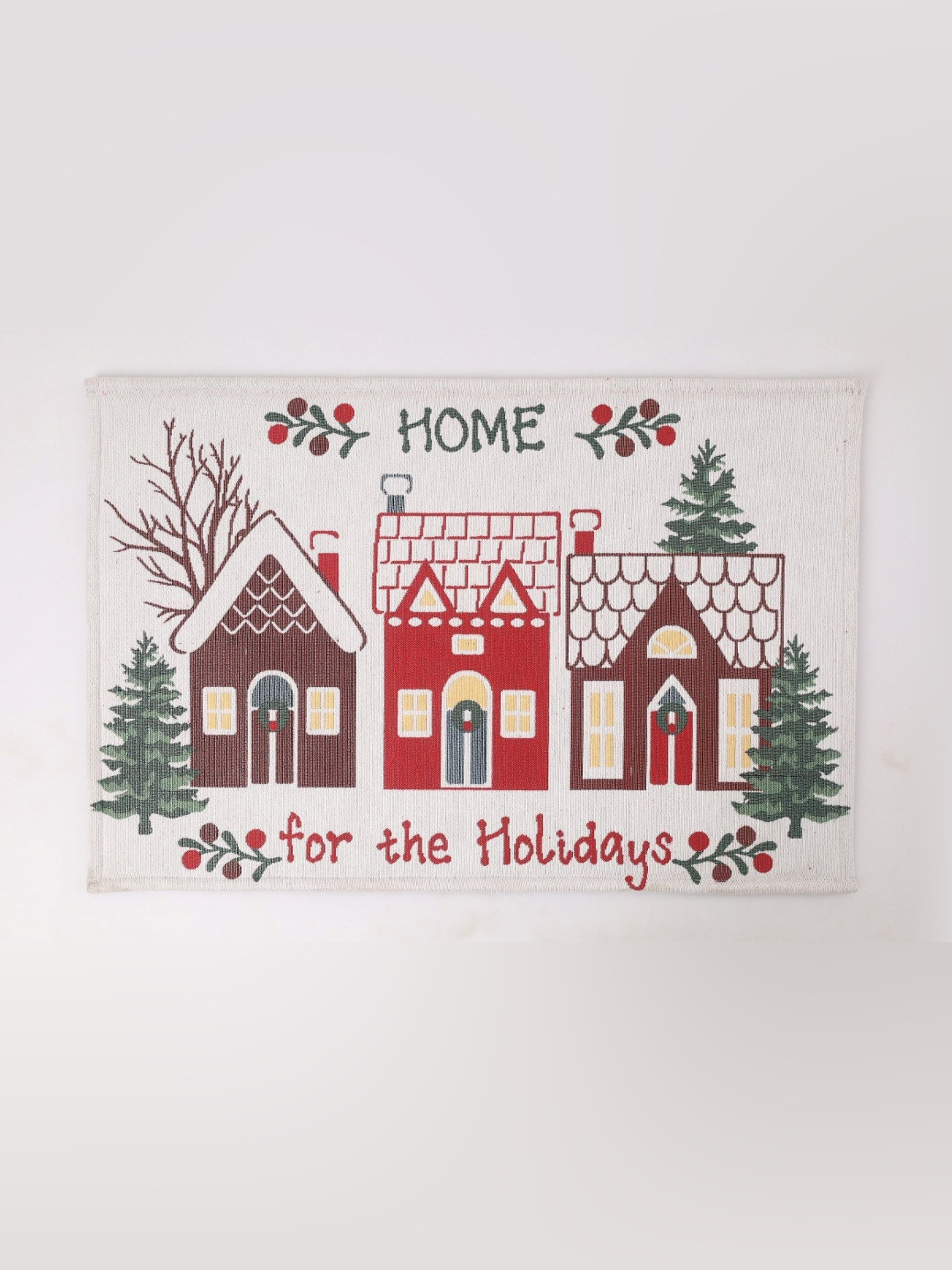 Sparrow world White & Red Printed Anti-Fatigue Doormat