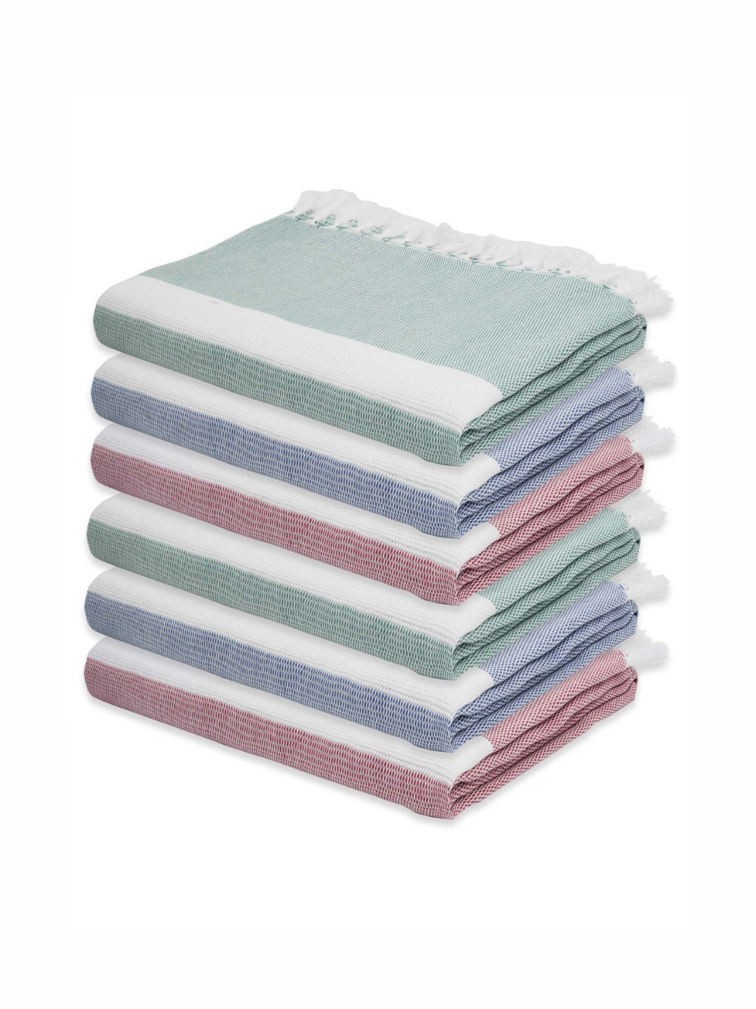 The Bath Community Green & Blue Solid 225GSM Set of 5 Anti-Bacterial Cotton Bath Towel