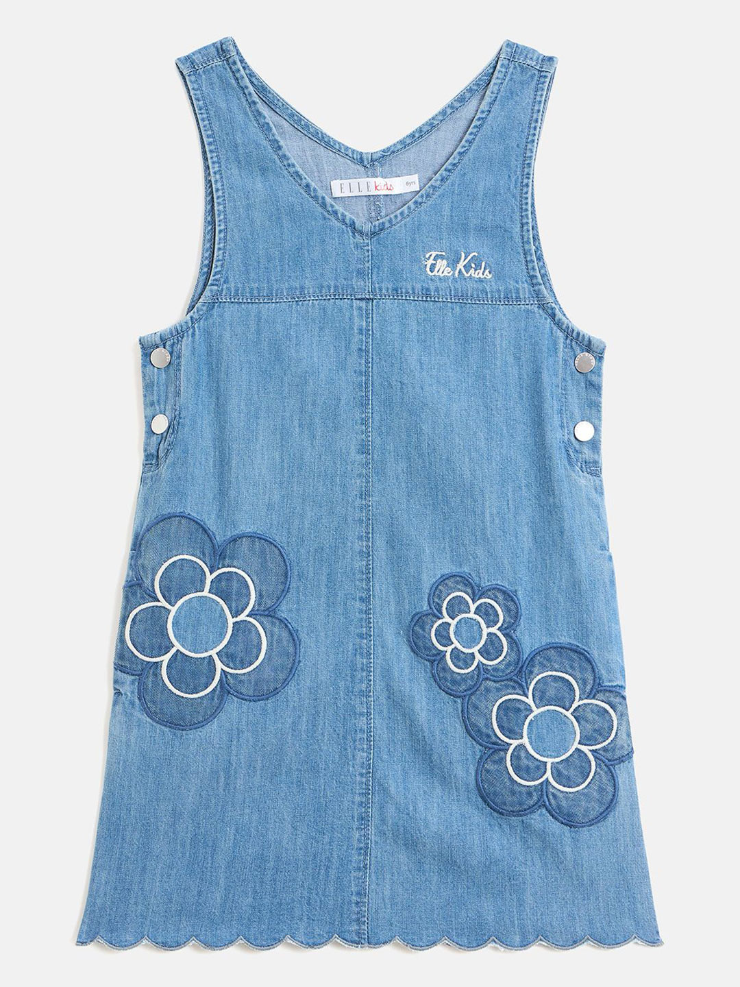ELLE Girls Applique Denim Pinafore Midi Dress