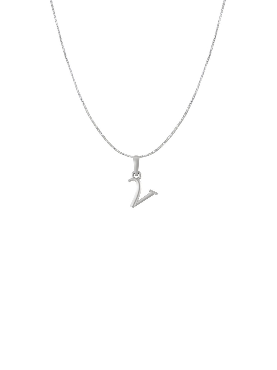 Metronaut 92.5 Sterling Silver V Alphabet Pendant with Box Chain