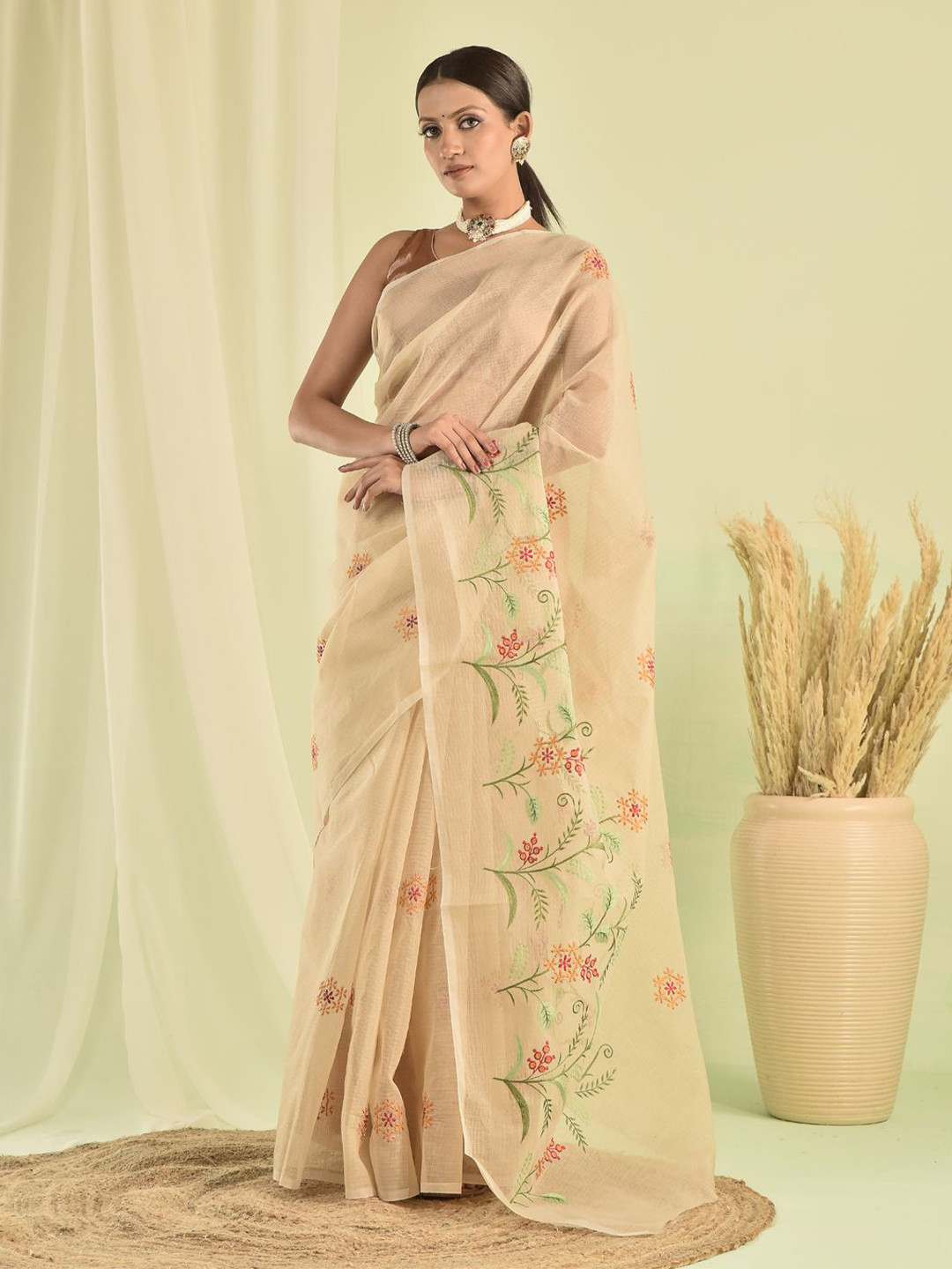 sutra attire Ethnic Motifs Embroidered Silk Cotton Kota Saree