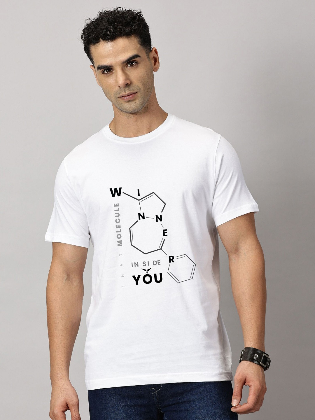 LEON Men Printed Raw Edge T-shirt