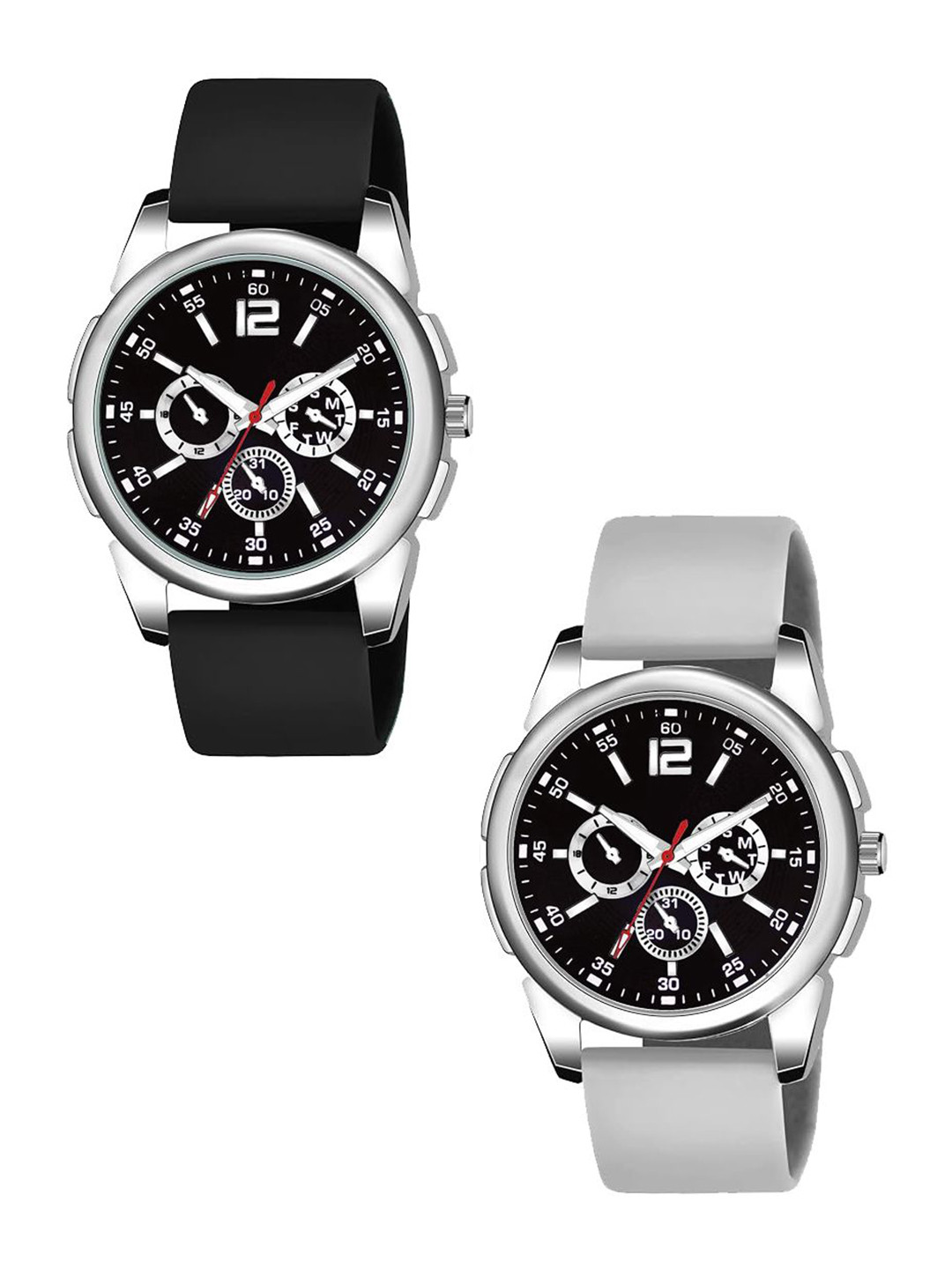 JUST LIKE Men Dial & Straps Analogue Watch 883tigada all black & bkdial gray belt c-2