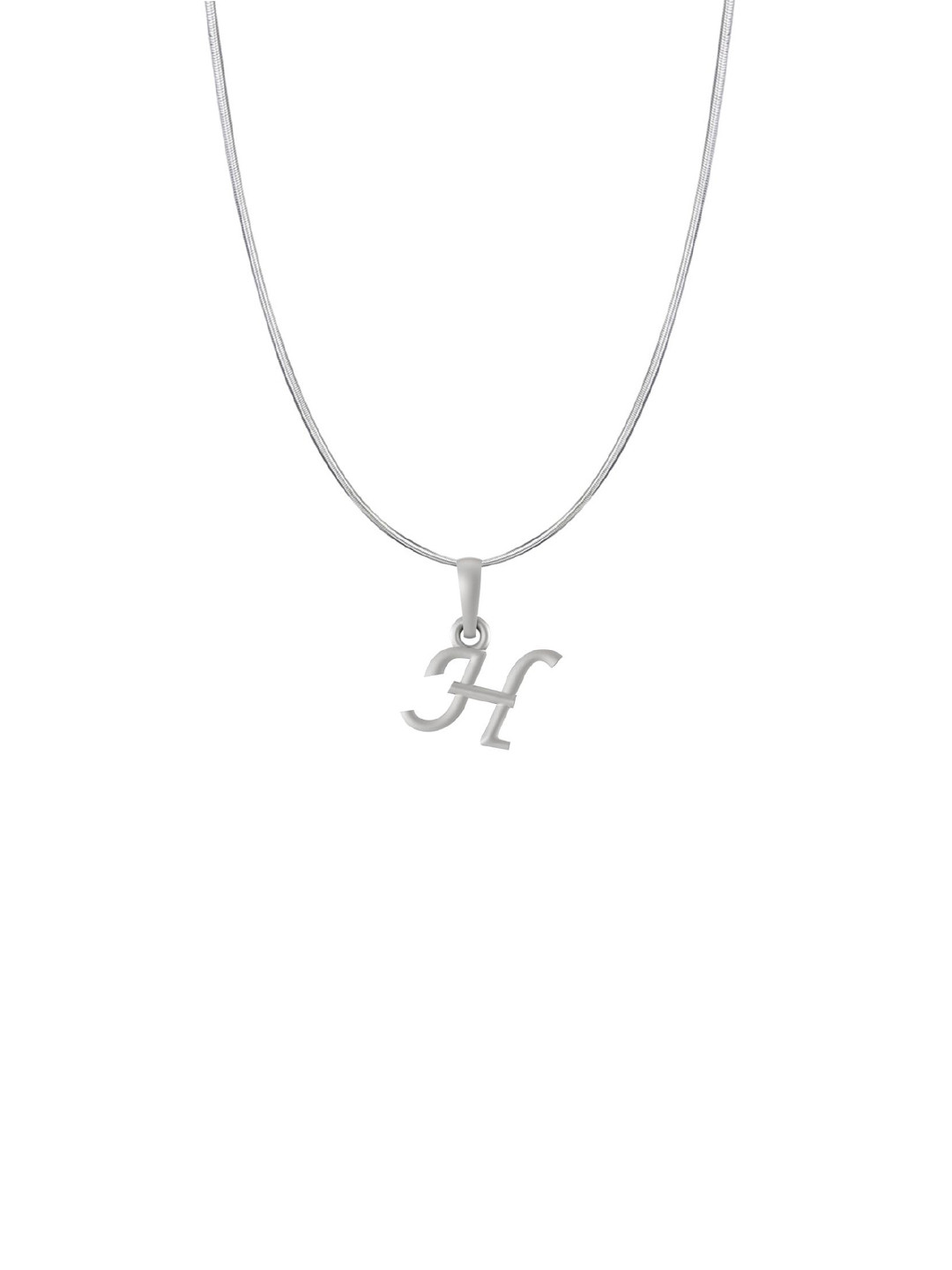 Metronaut Men 92.5 Sterling Silver H Alphabet Pendant with Snake Chain