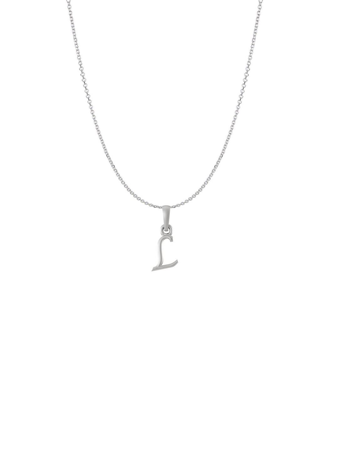 Metronaut 92.5 Sterling Silver Contemporary L Alphabet Pendant with Chain