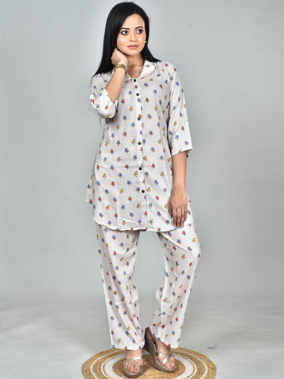 Morchari Digital Printed Muslin Shirt With Trousers Co-Ords
