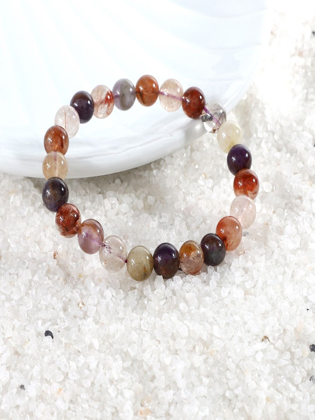 Nirvana Unisex Phantom Quartz Beaded Elasticated Bracelet