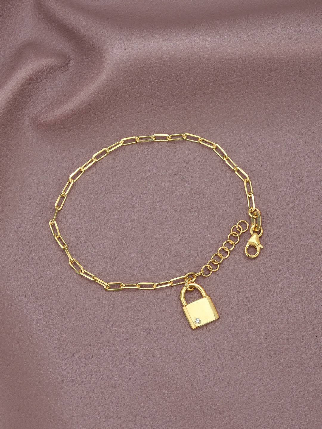 DressBerry 18kt Gold Plated with CZ Lock Charm Bracelet
