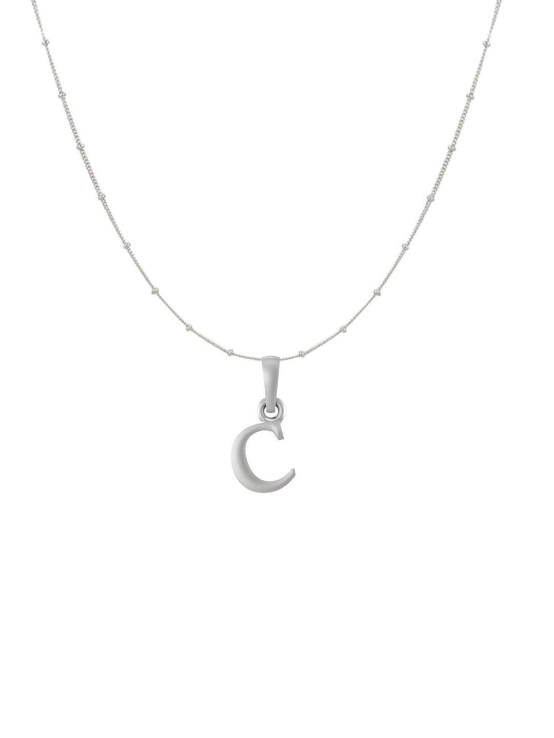 Metronaut 92.5 Sterling Silver C Alphabet Pendant with Ball Chain