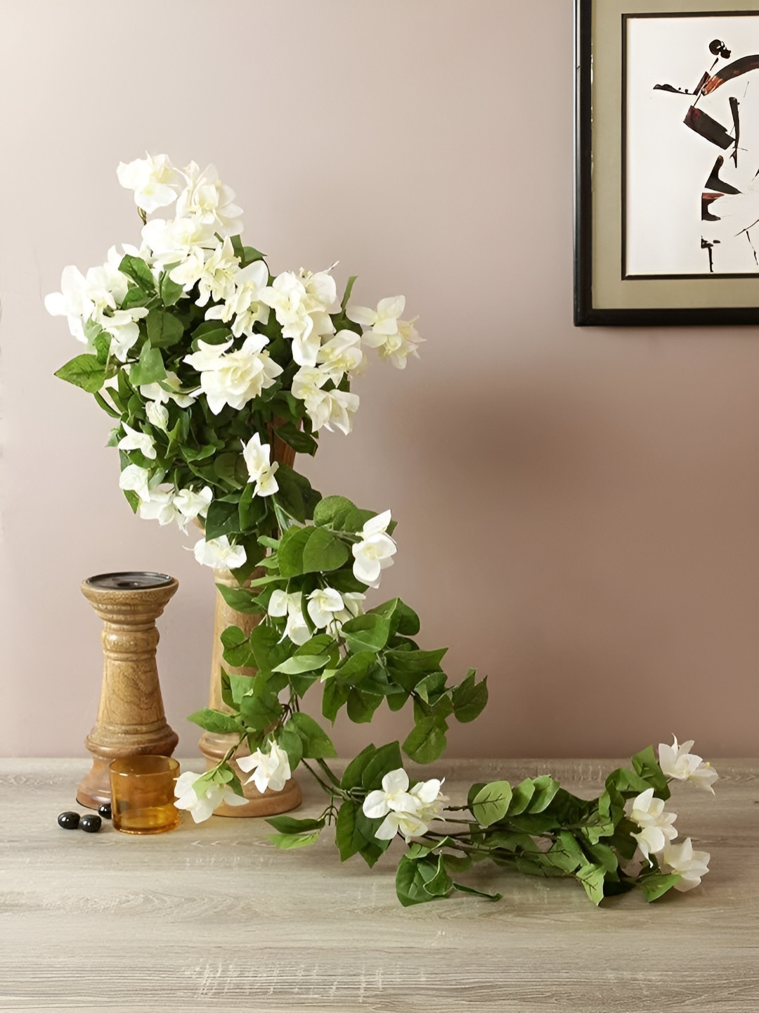 Nutts White 2 Pieces Hanging Bougainvillea Vine Artificial Flower