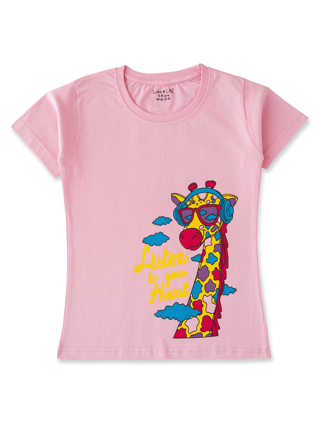Luke & Lilly Girls Printed Raw Edge T-shirt