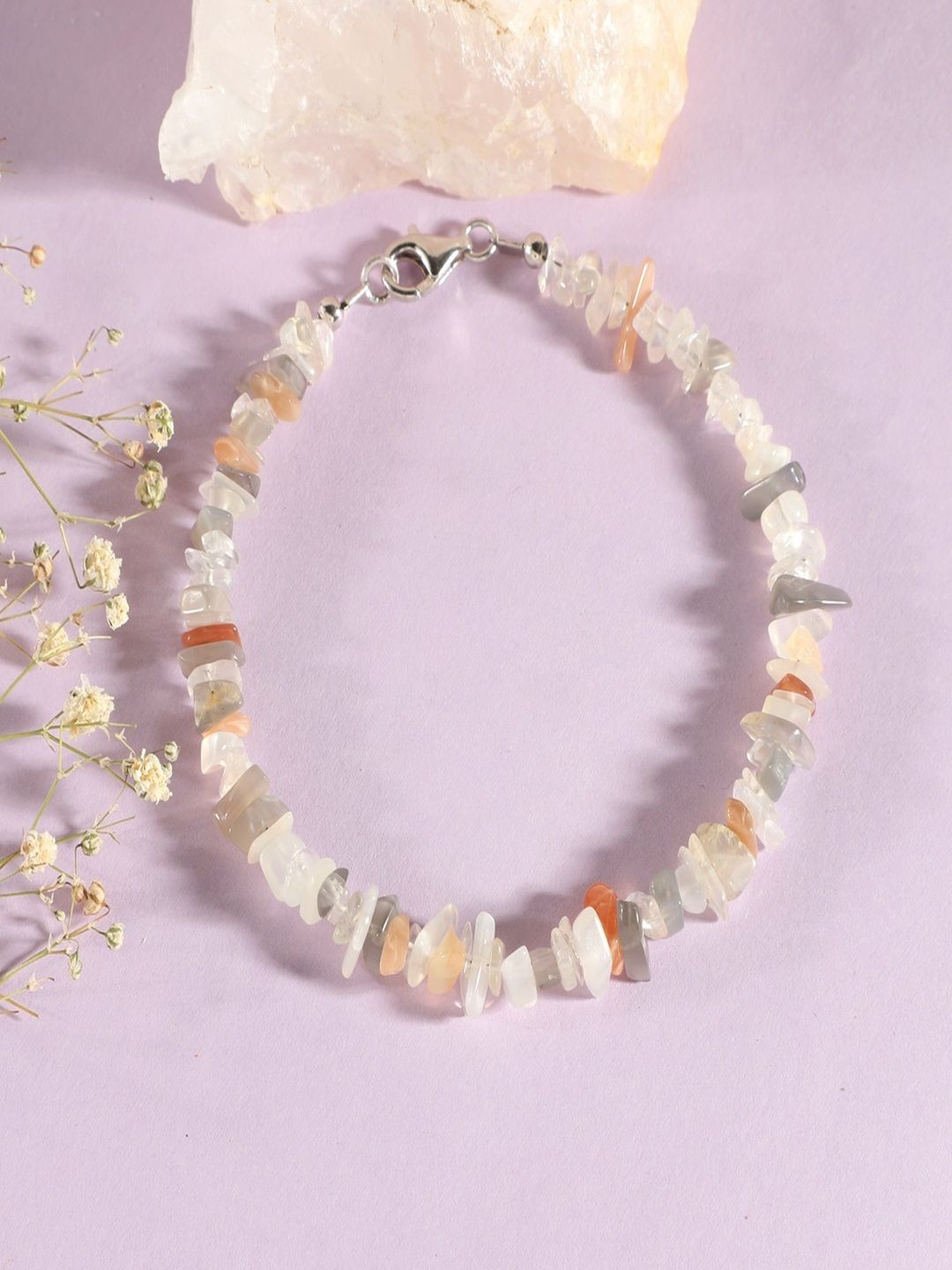 Nirvana Unisex Sterling Silver Labradorite Handcrafted Rhodium-Plated Wraparound Bracelet