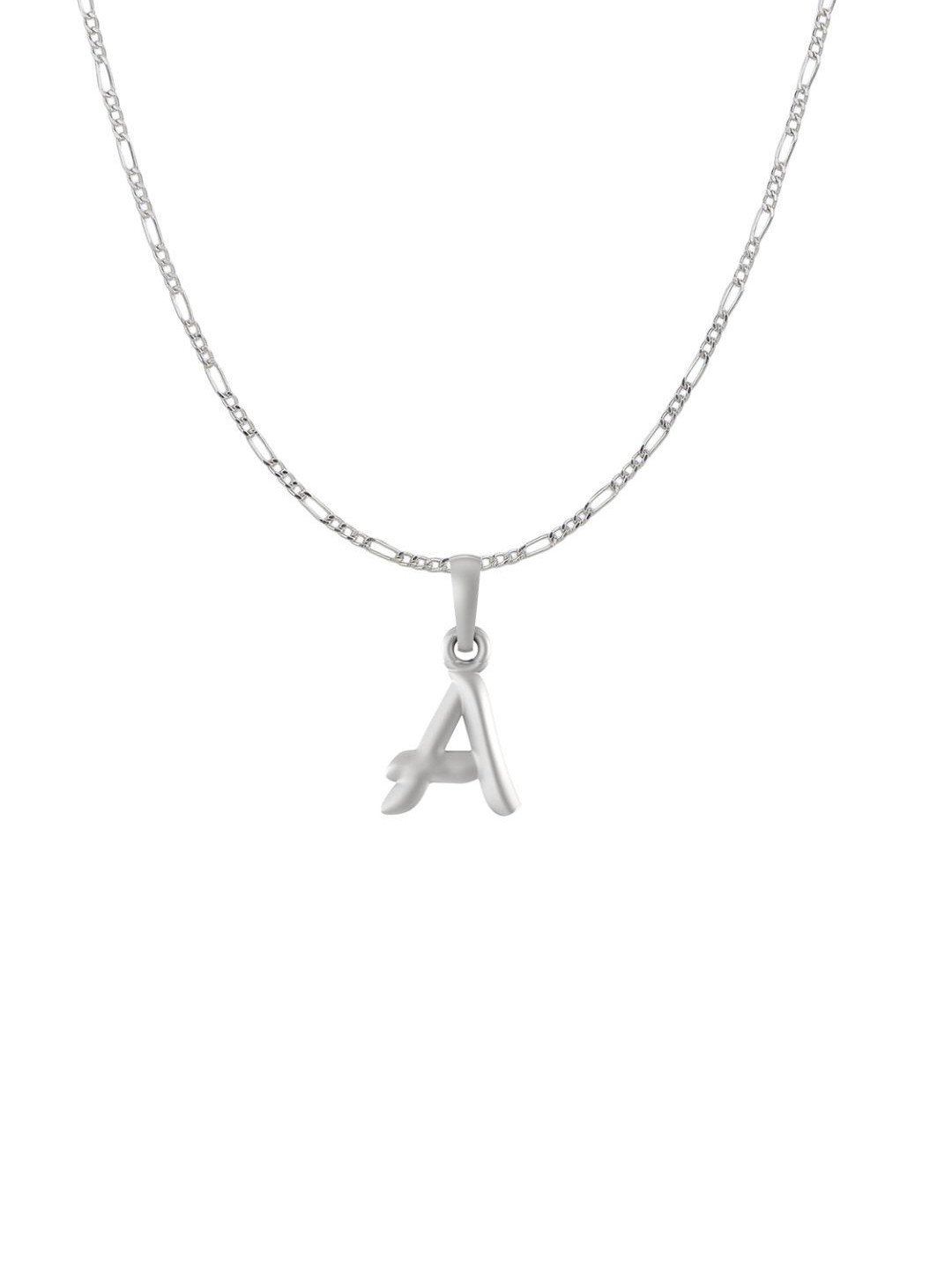 Metronaut 92.5 Sterling Silver A Alphabet Pendant with Snake Chain