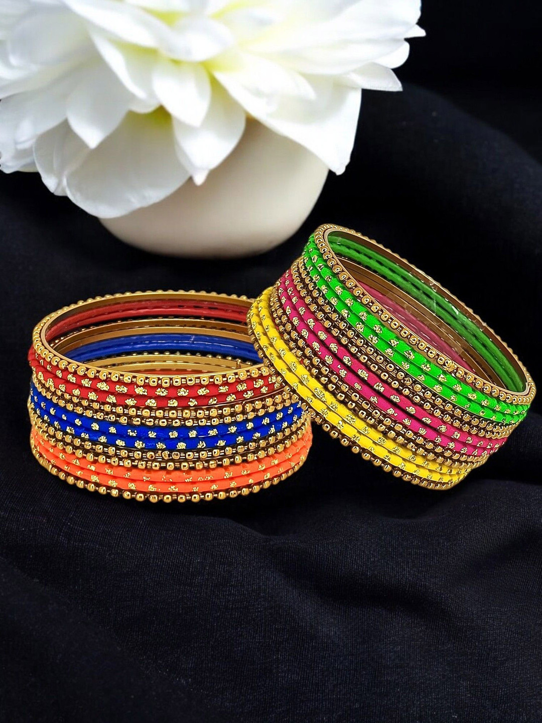 FEMMIBELLA Set Of 24 Ball Chain Metal Style Bangles