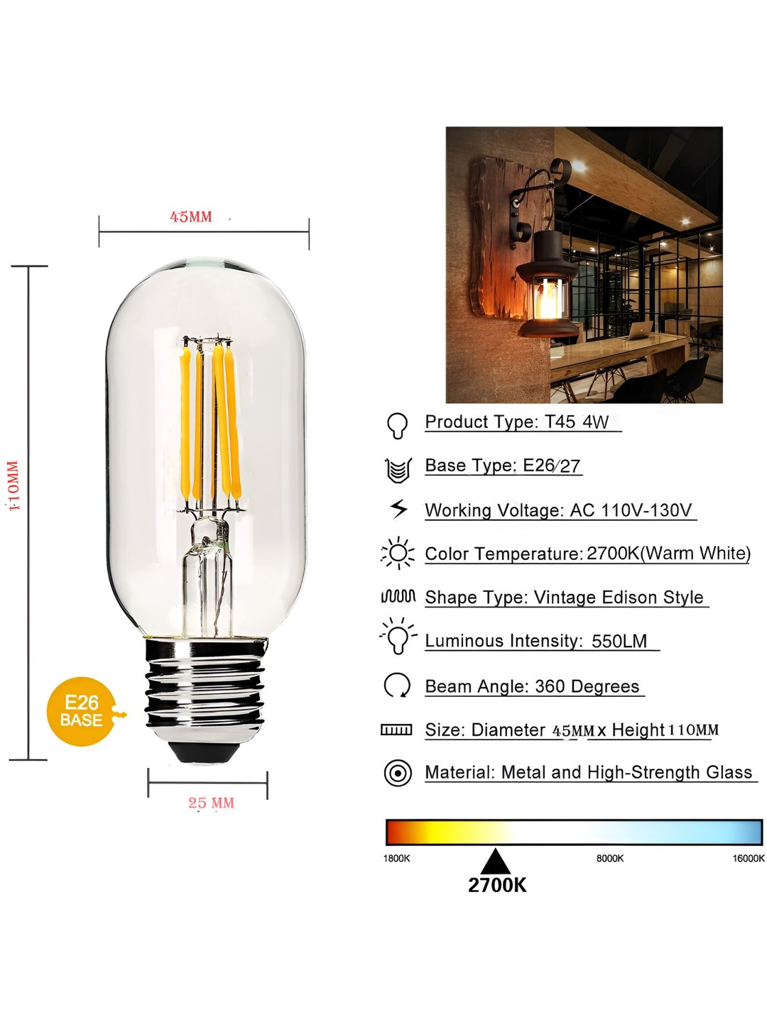 ARGHYAM White 4 W Light Bulb