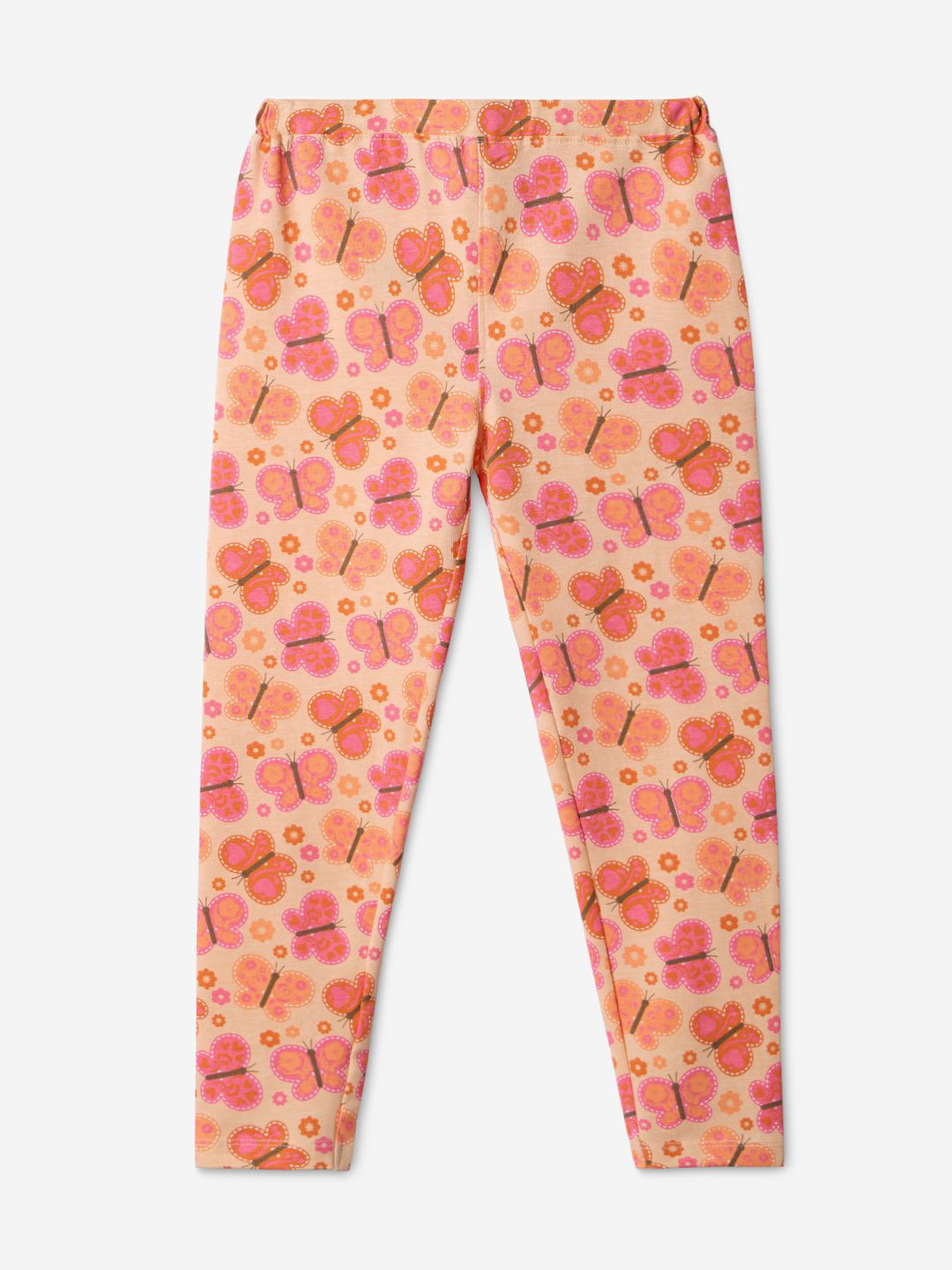 The Souled Store Girls Orange-Colored Printed Mid-Rise Ankle-Length Leggings