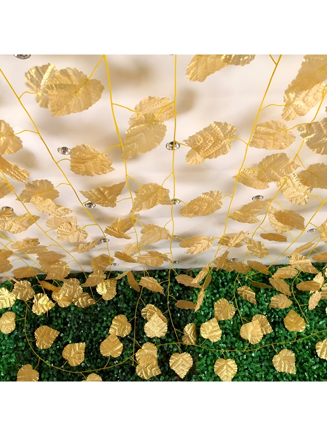 Nutts Gold-Toned 12 Pieces Hanging Leaf Vine Artificial Flower