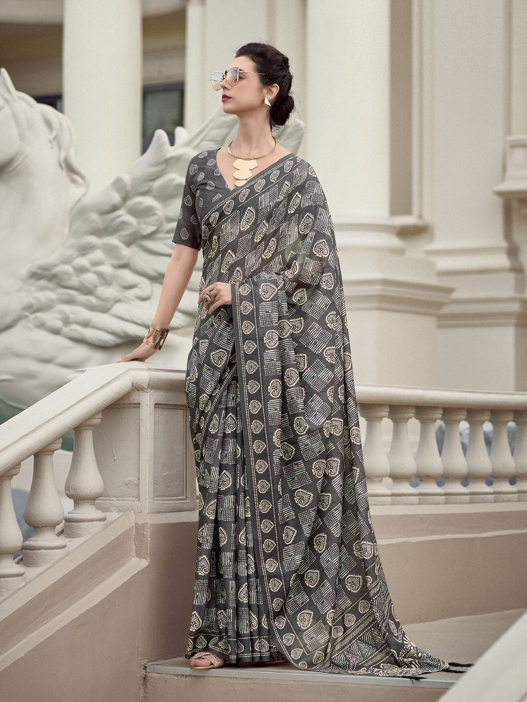 MAHALASA Rajpath Ethnic Motifs Print Saree
