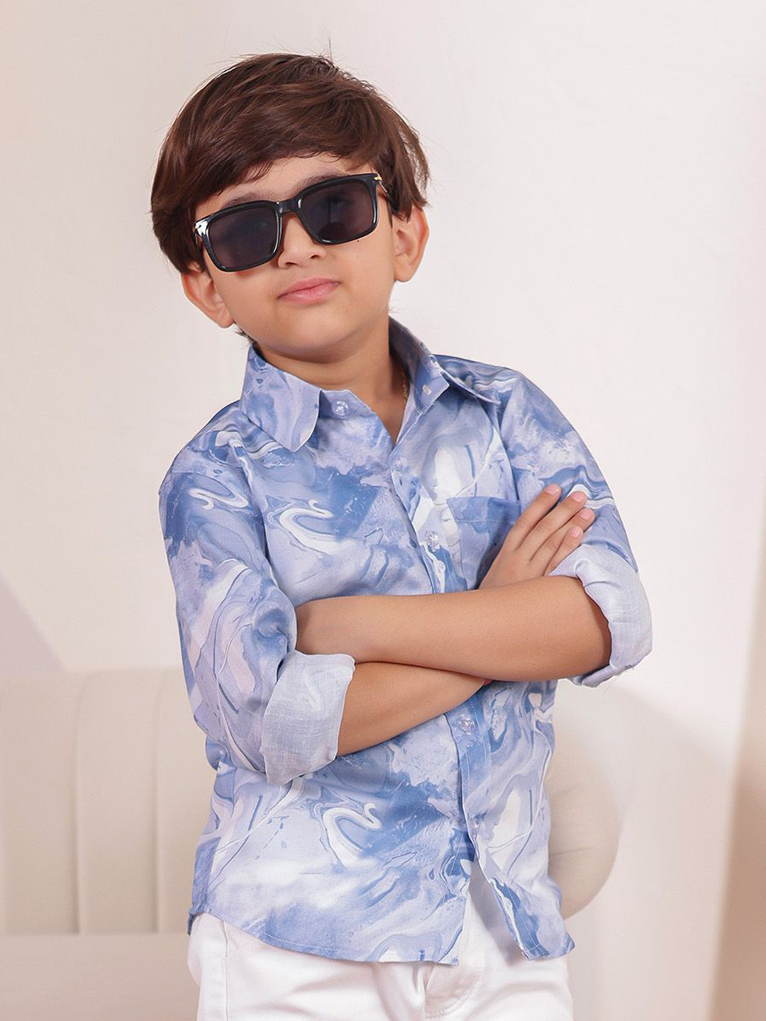 Stuffie Land Boys Classic Floral Printed Casual Shirt