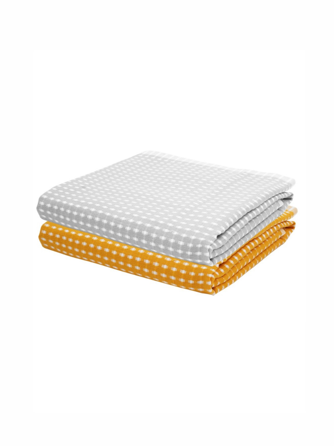 The Bath Community Grey & Yellow Printed 250GSM Set of 2 Anti-Bacterial Cotton BathTowel
