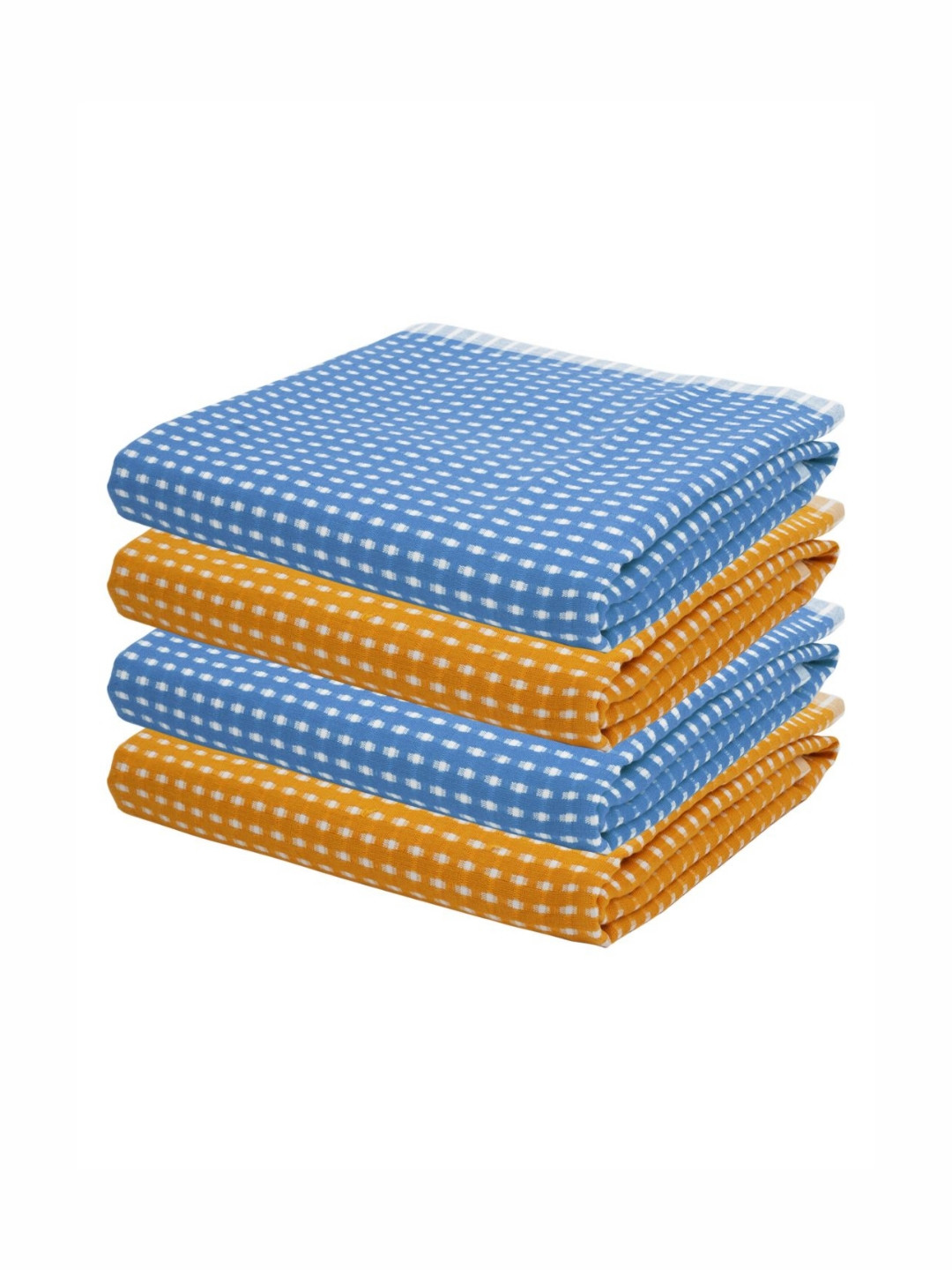 The Bath Community Orange & Blue Printed 250GSM Set of 4 Anti-Bacteria Cotton Bath Towel