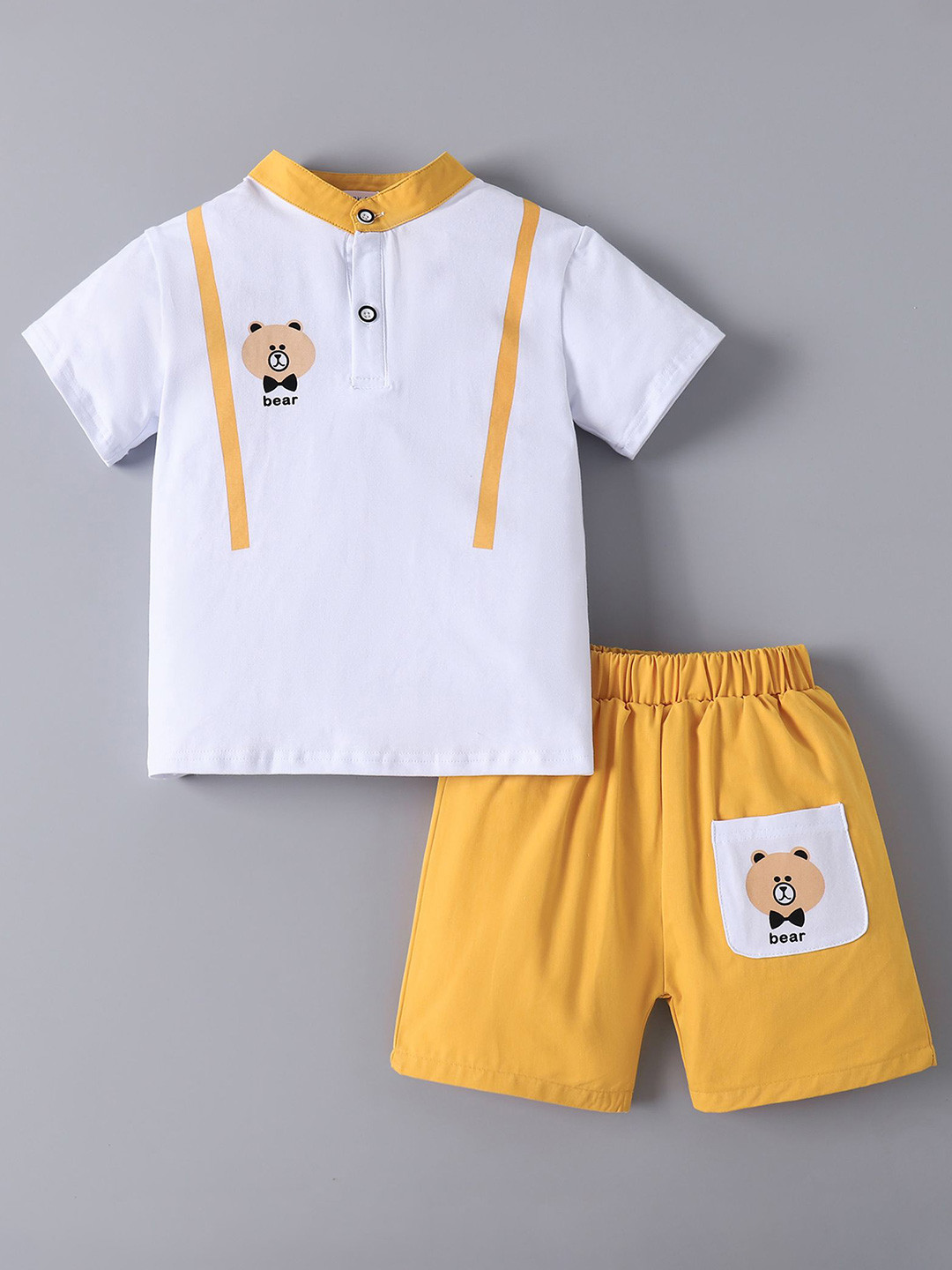 Mark & Mia Boys Printed Mandarin Collar T-shirt With Shorts