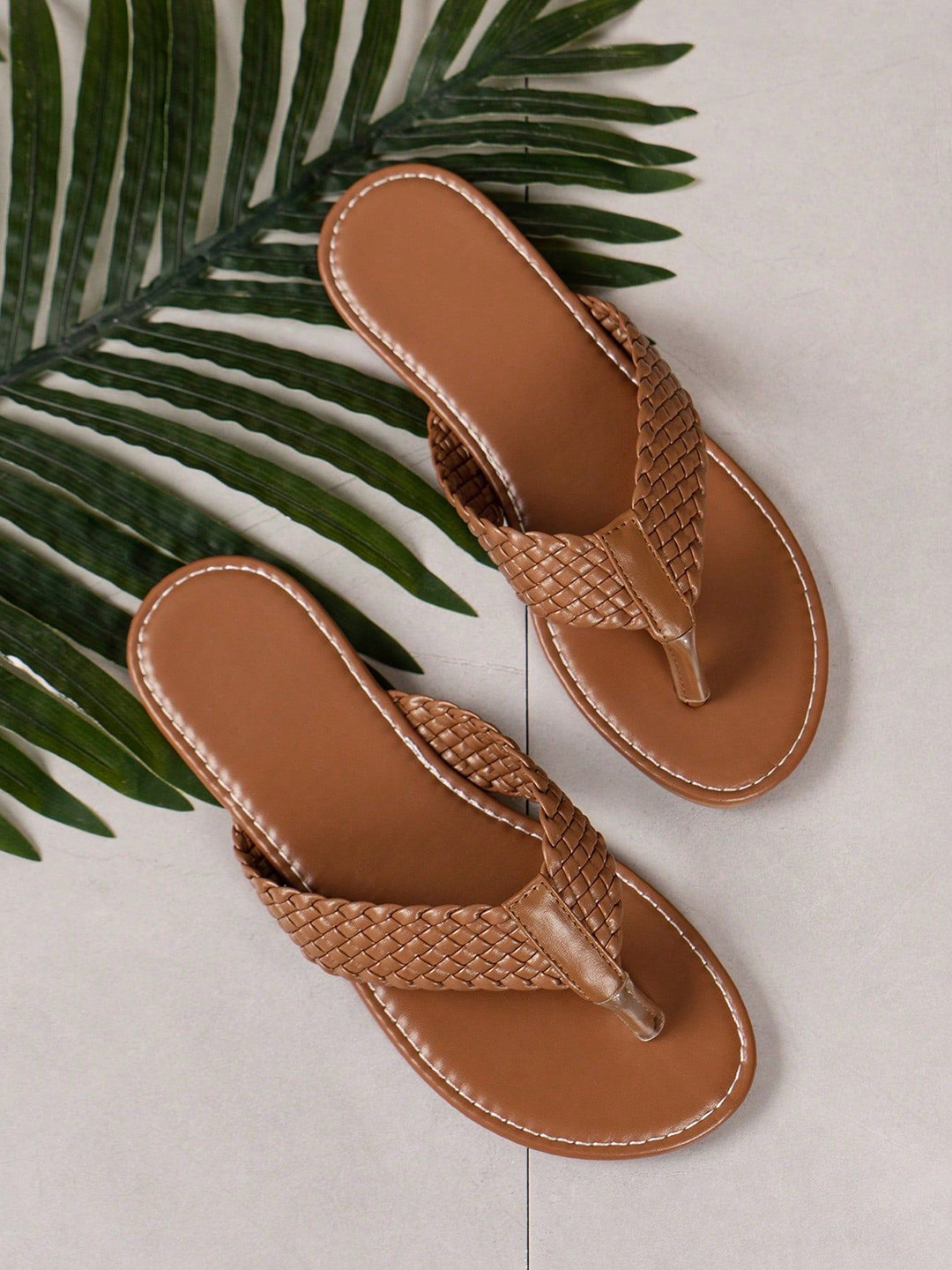 Jbarg Women Woven Design Open Toe Flats