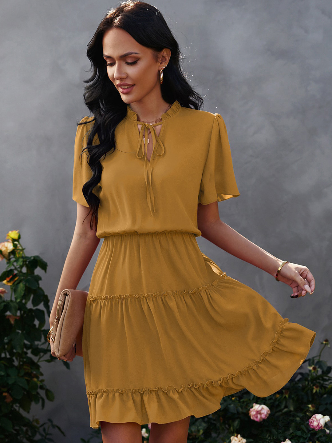 StyleCast Yellow Fit & Flare Dress