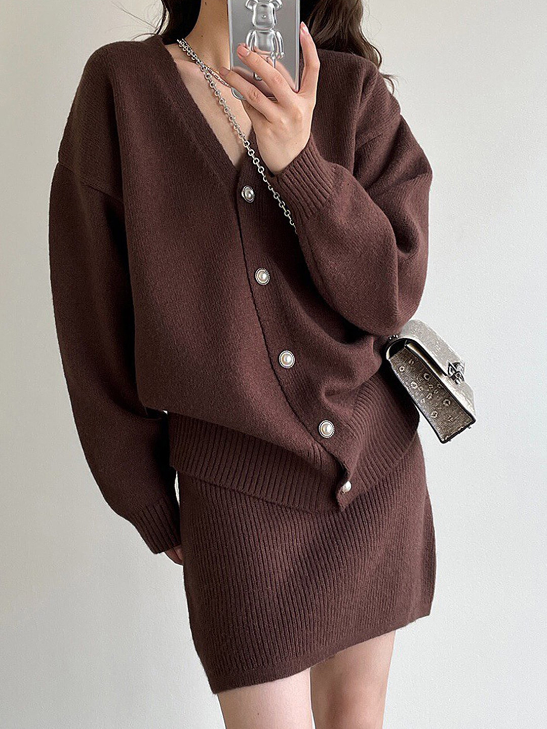 LULU & SKY Round Neck Knited Sheath Dress With Jacket