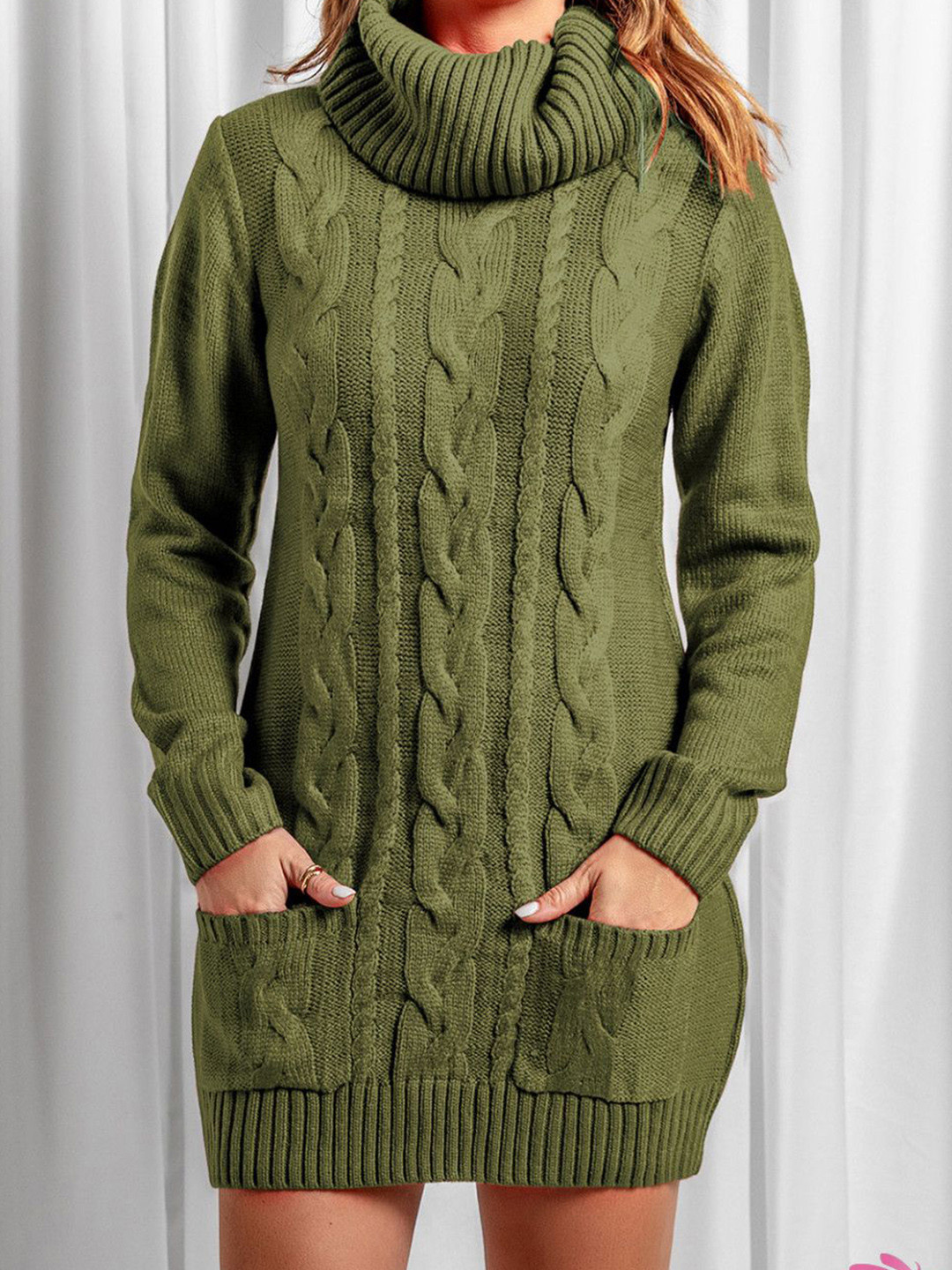 StyleCast Solid High Neck Long Sleeves Winter Mini Jumper Dress