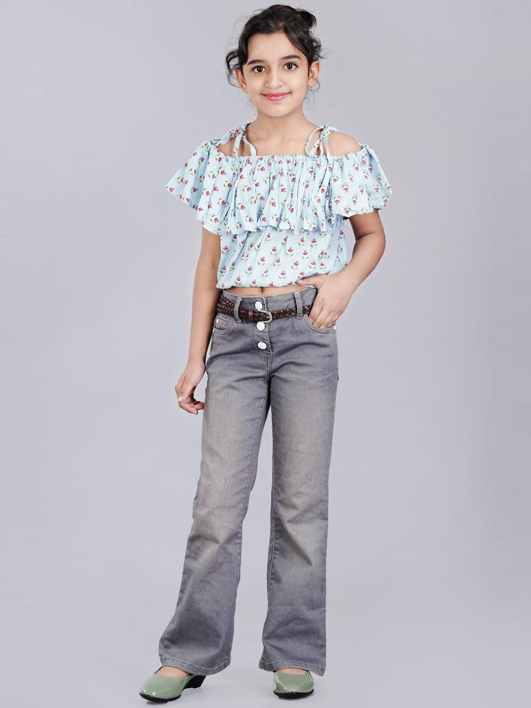 DMP FASHION Floral Print Off-Shoulder Neck Cotton Bardot Crop Top