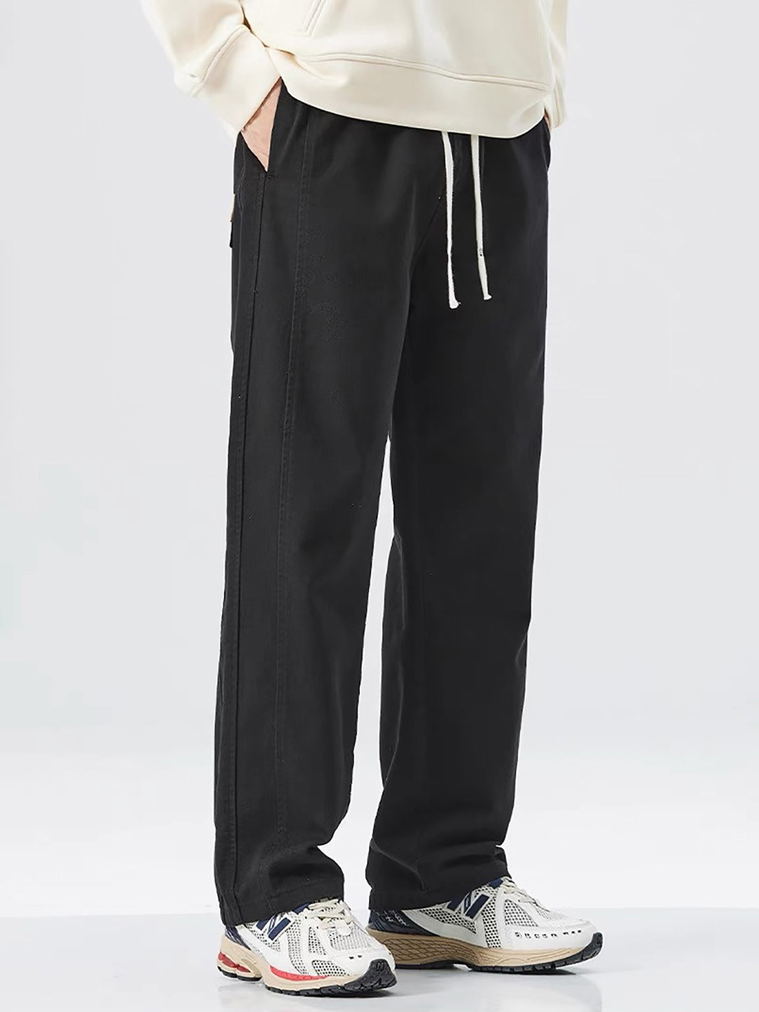 Men's Black Straight Fit Easy Wash Chinos