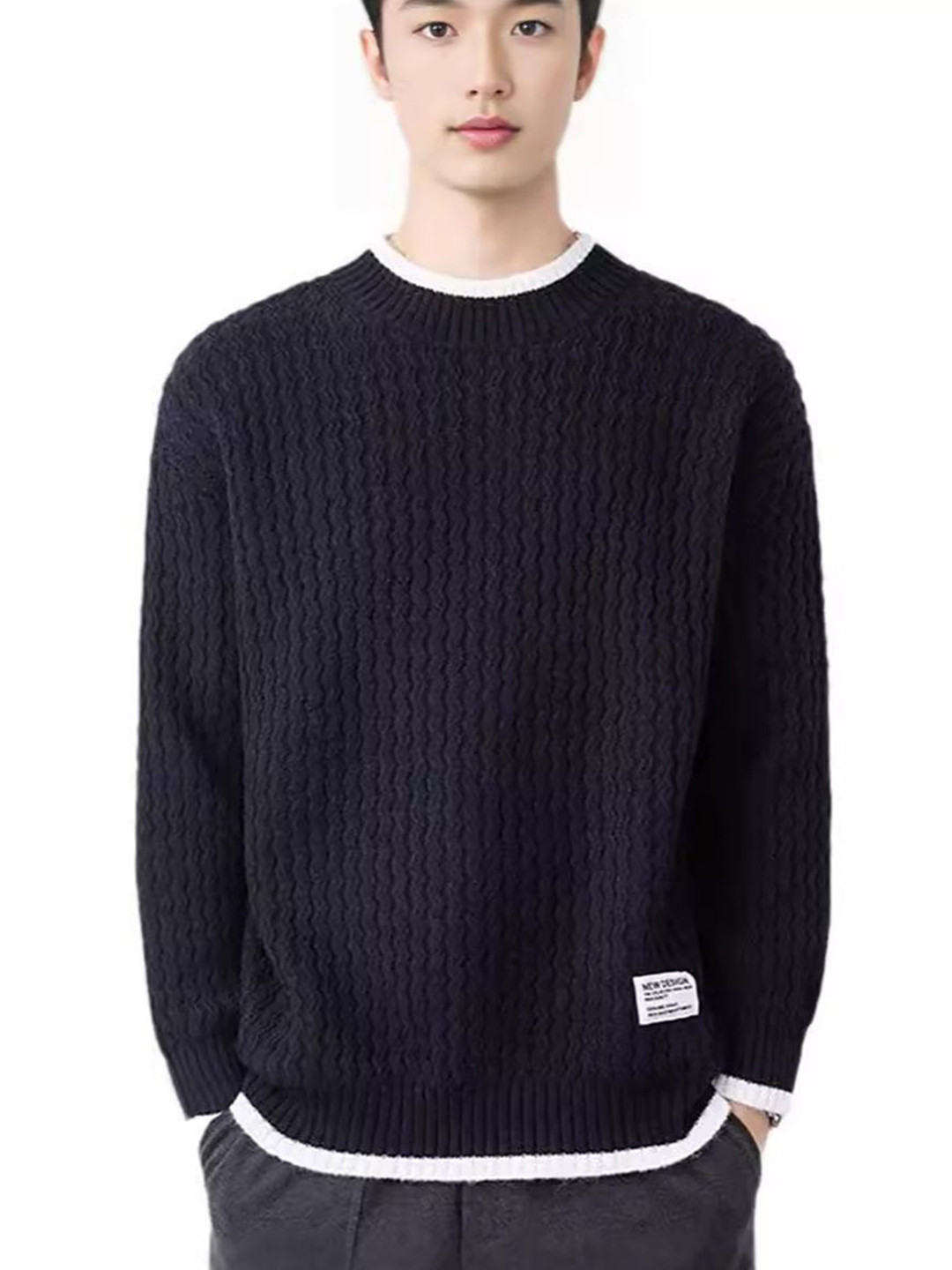 StyleCast x Revolte Men Textured Round Neck Sweatshirt