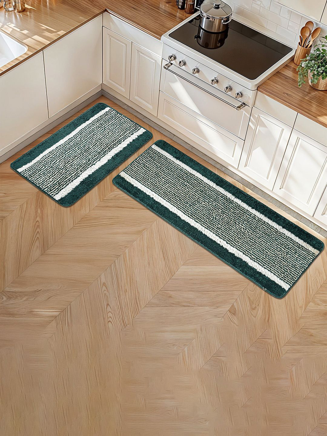 Kuber Industries 2 Pcs Microfiber Anti Slip Kitchen floor mat Door Mat Rugs for Bedroom