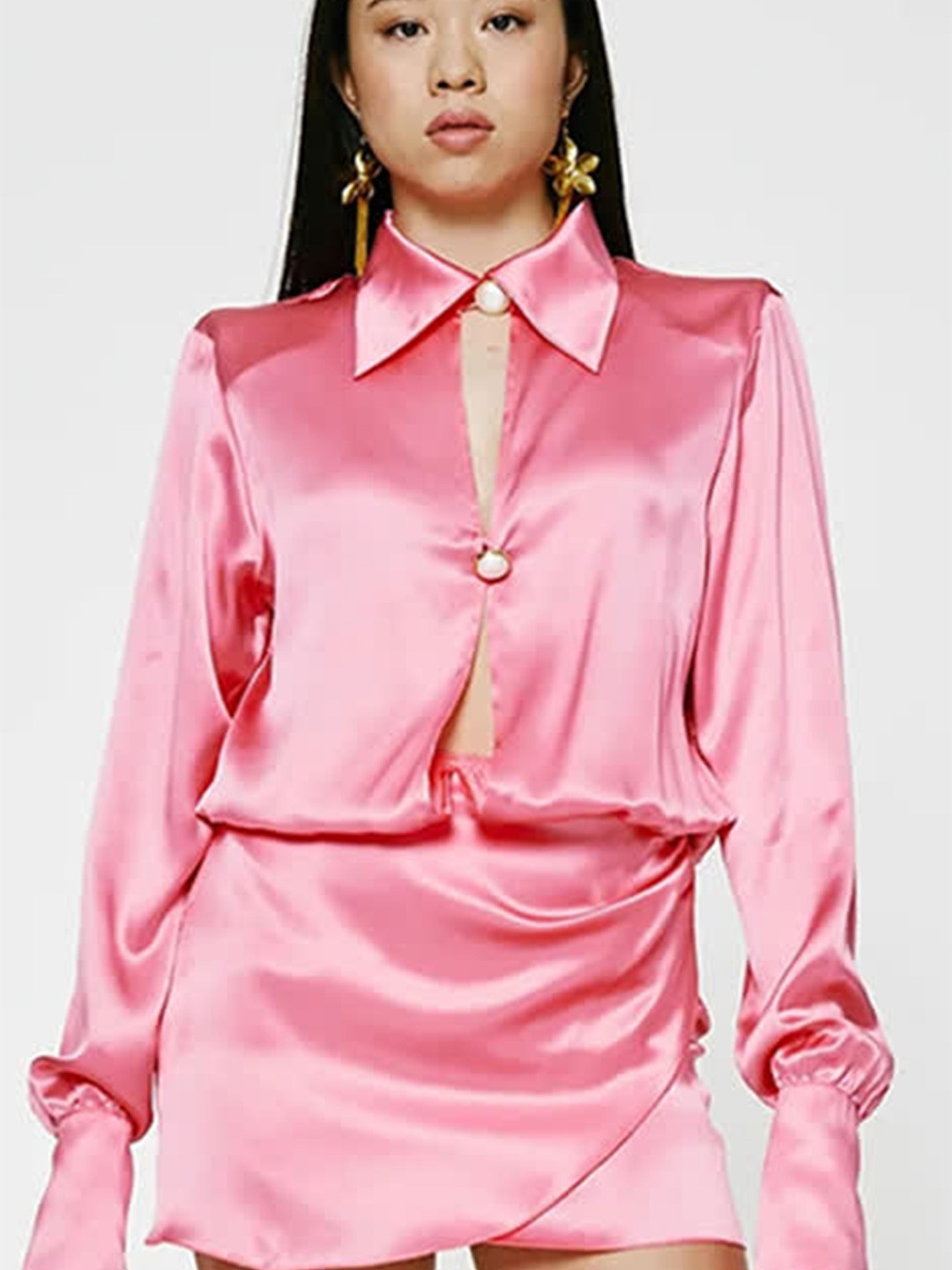 LULU & SKY Shirt Collar Cut-Outs Detail Shirt Sttyle Mini Dress