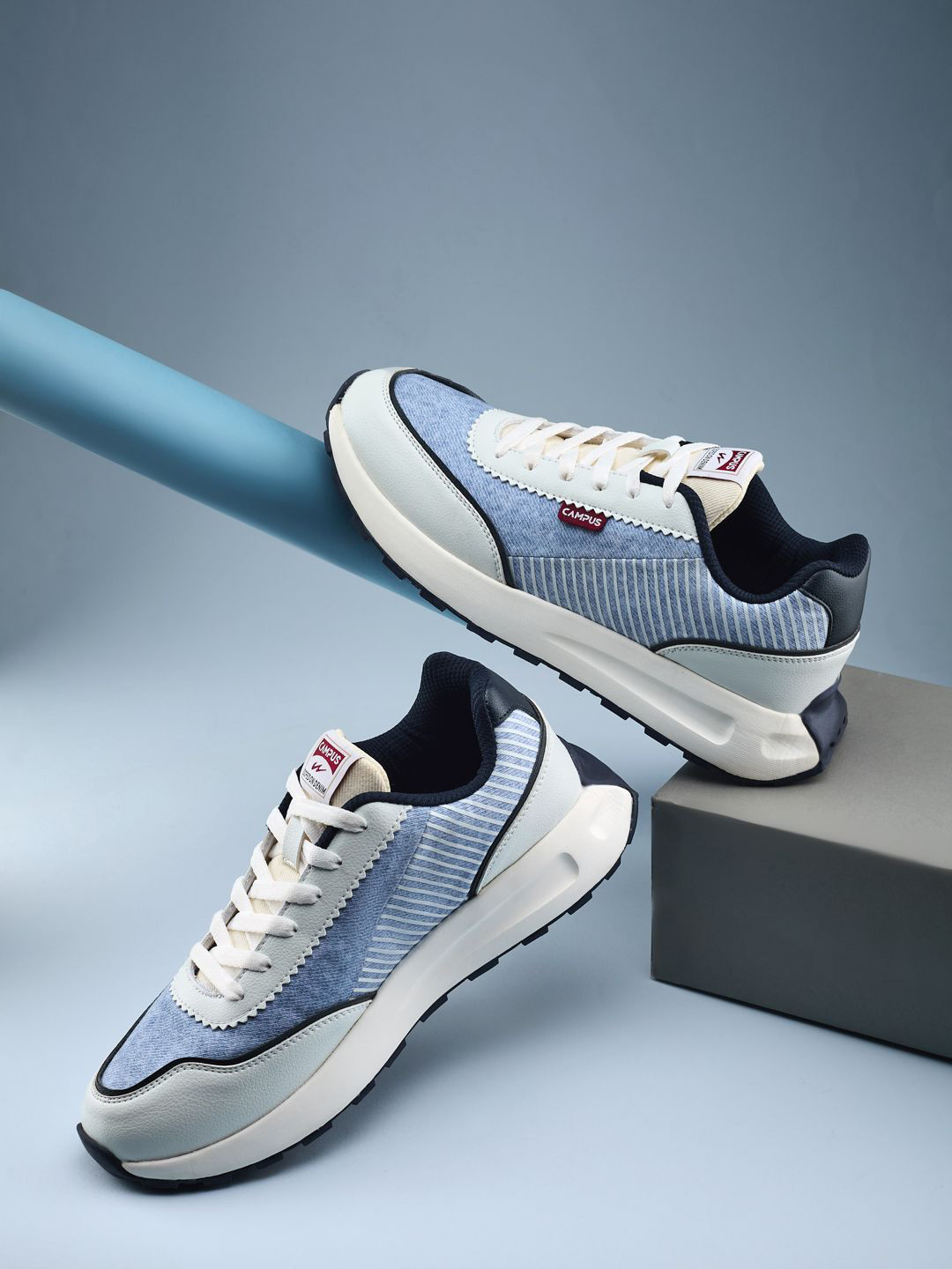 Campus Men DANISON Striped Mid-Top Round Toe Sneakers