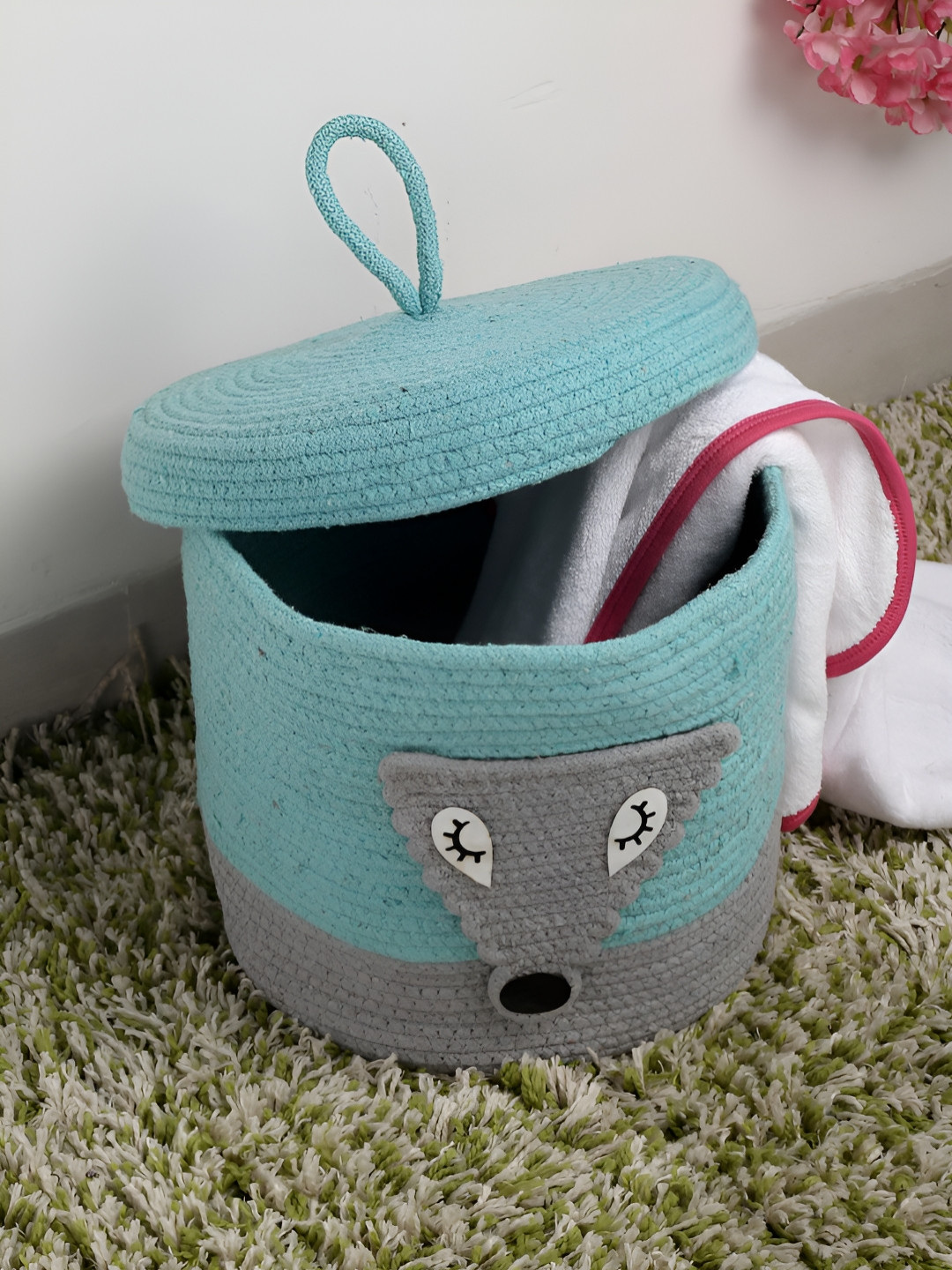 Myntra Elegant Homes Blue Cartoon Self Design Living Room Reusable Multi-Utility Organiser