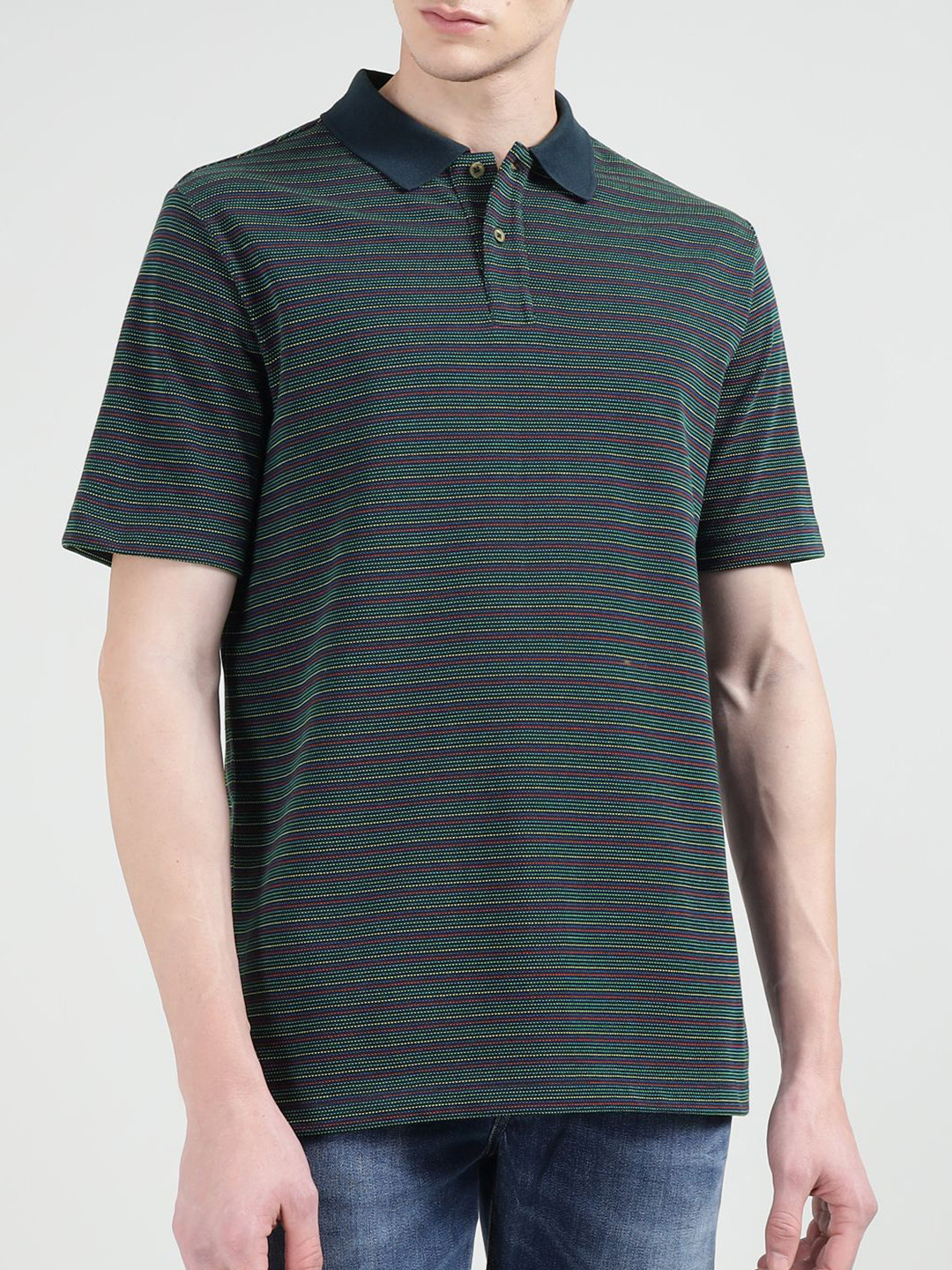 PS By Paul Smith Men Striped Polo Collar Cotton T-shirt