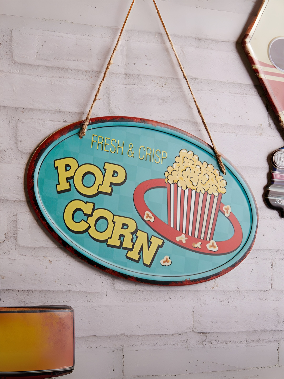 eazy wagon resh & Crisp Popcorn Metal Rusty Hanging Hall Signs and Plaques-19In