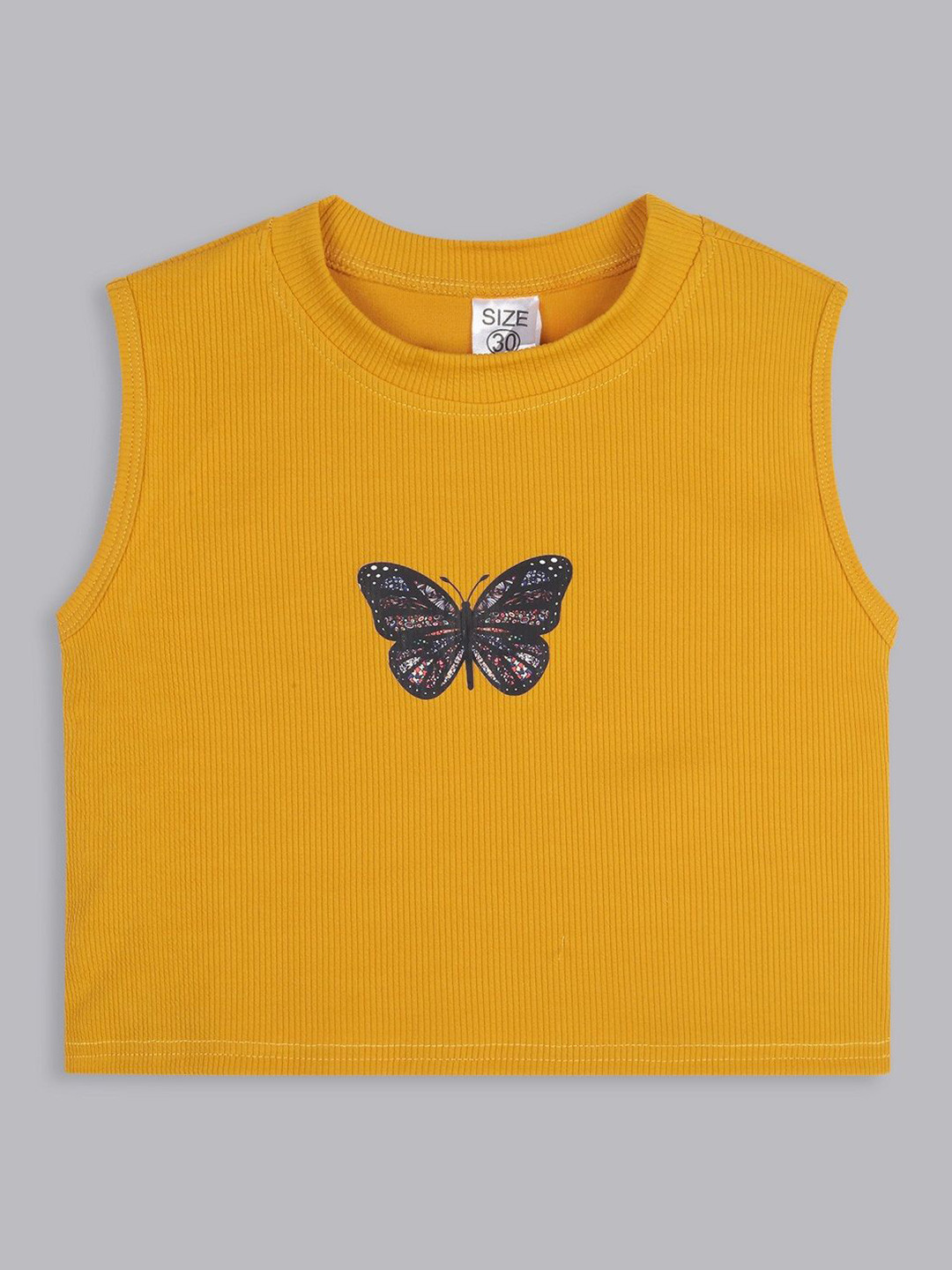 White World Girls Self Design Tank Top