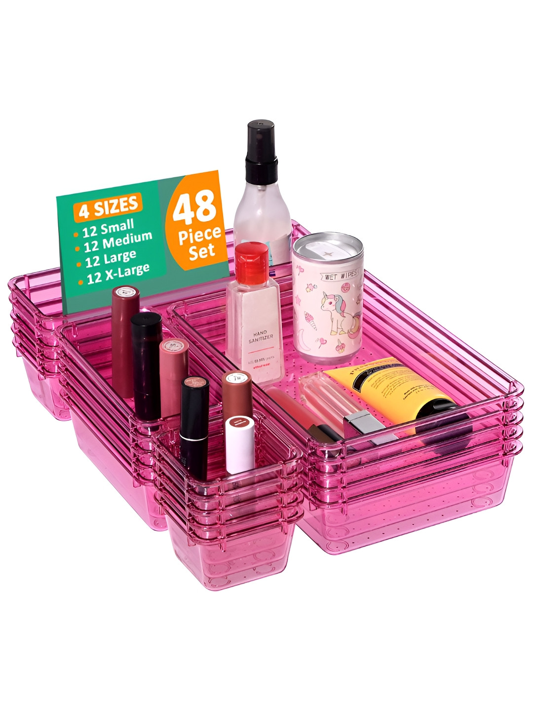 Myntra Elegant Homes Pink 48 Pcs Regular Drawer Organiser Tray For Kitchen