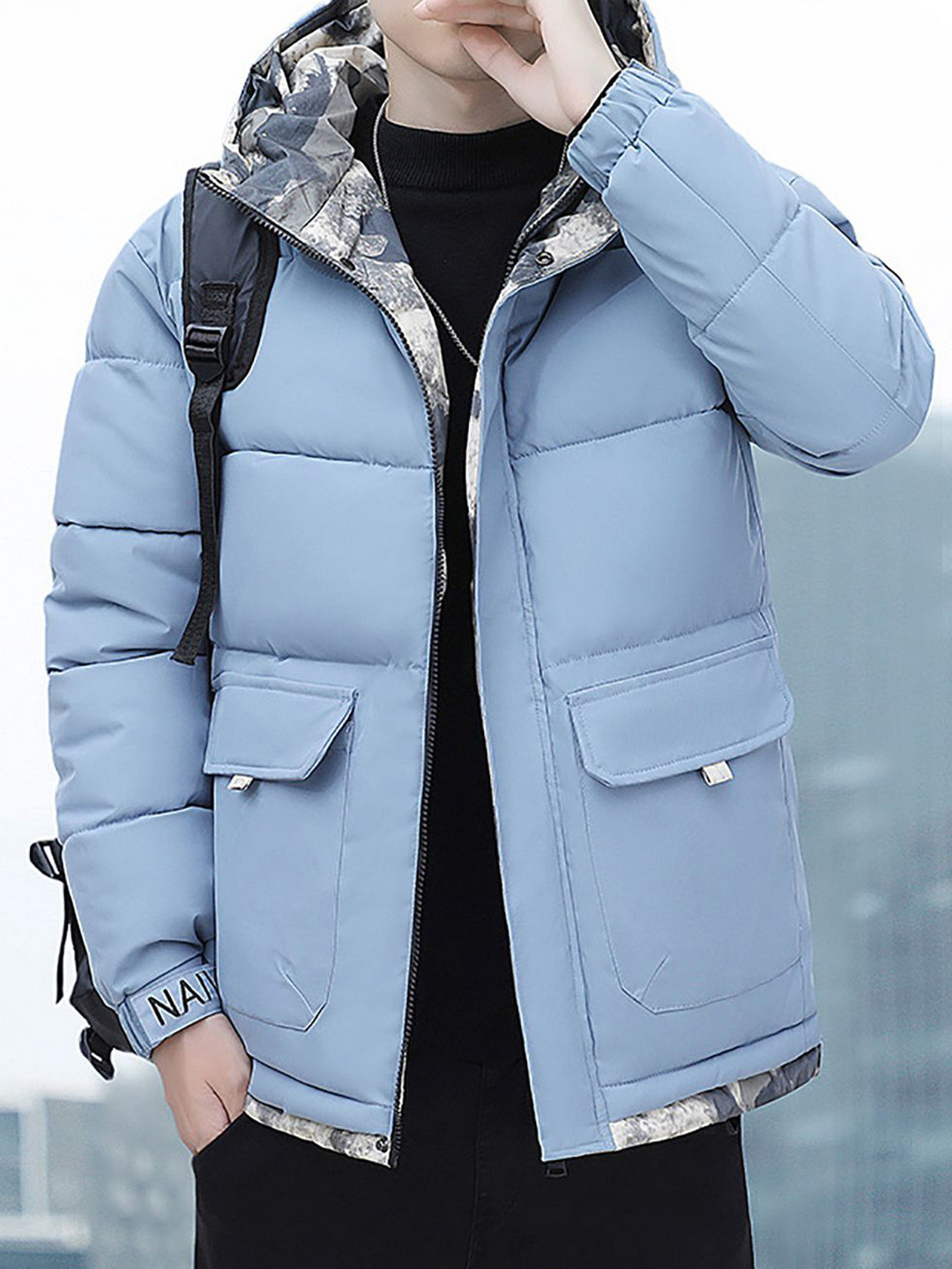 StyleCast x Revolte Men Hooded Bomber Jacket