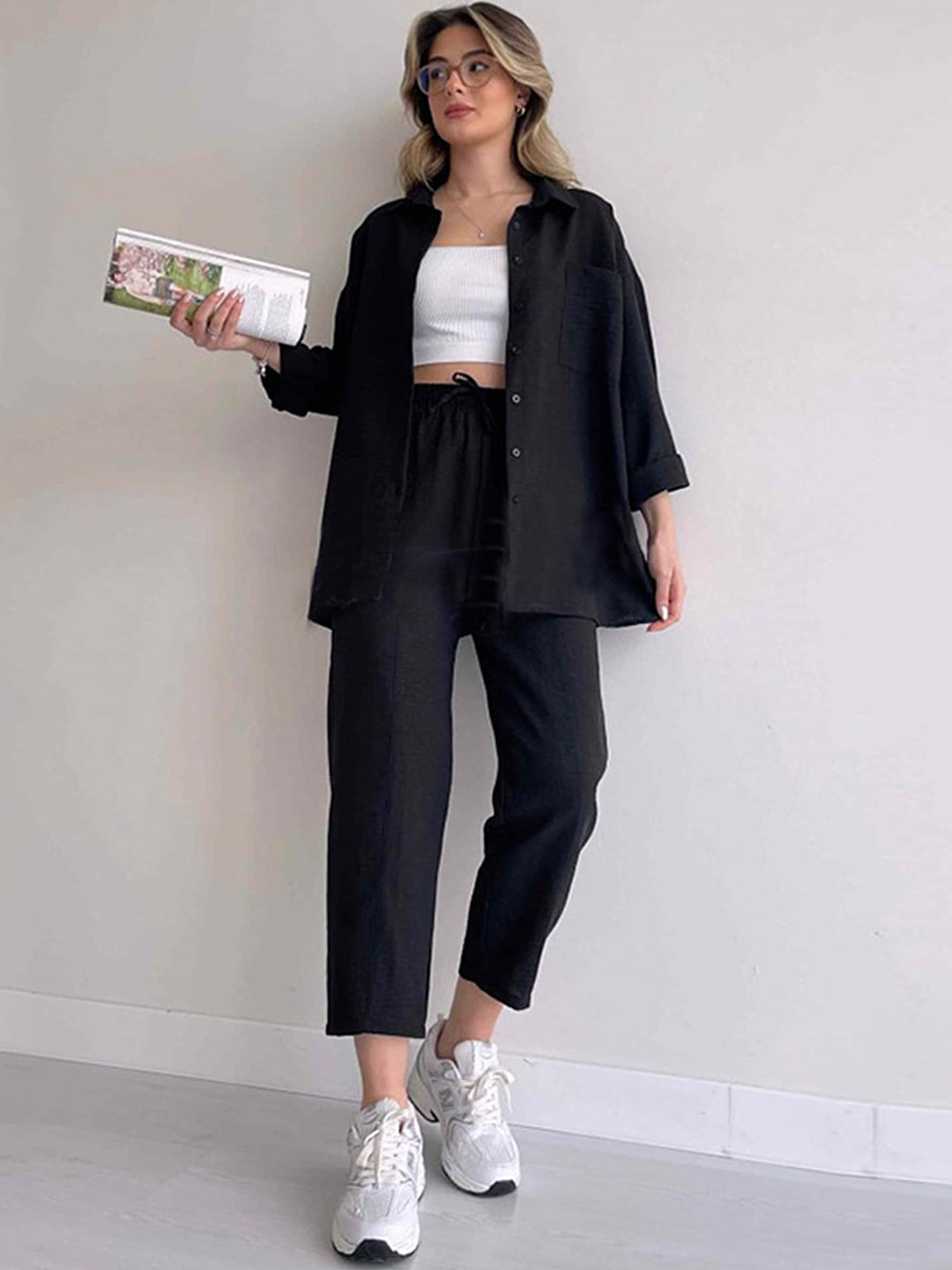 LULU & SKY Shirt Collar Long Sleeve Shirt With Trousers