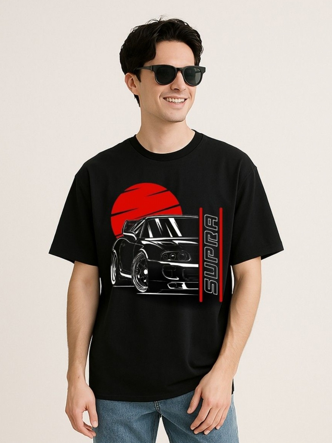 Be Crazy Men Graphic Printed Glow-in-the-Dark Pure Cotton Oversized T-shirt