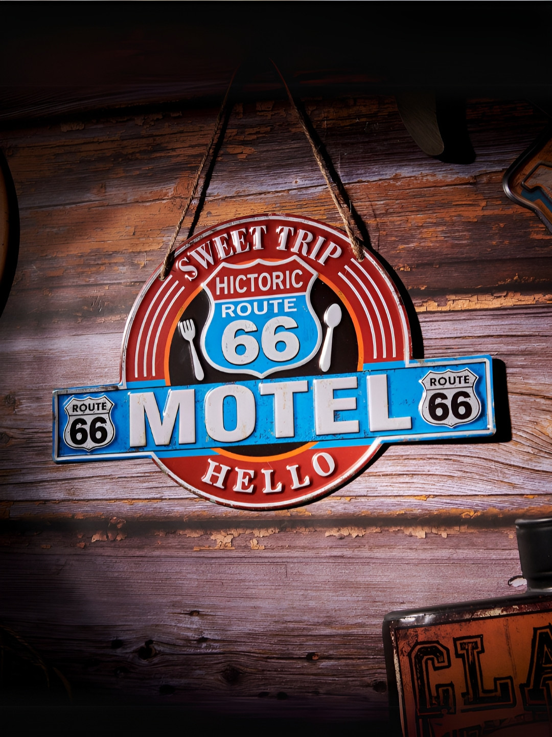 eazy wagon 3D Metal Plates - Motel Route 66 Rusty Hanging Hall Signs and Plaques-20In